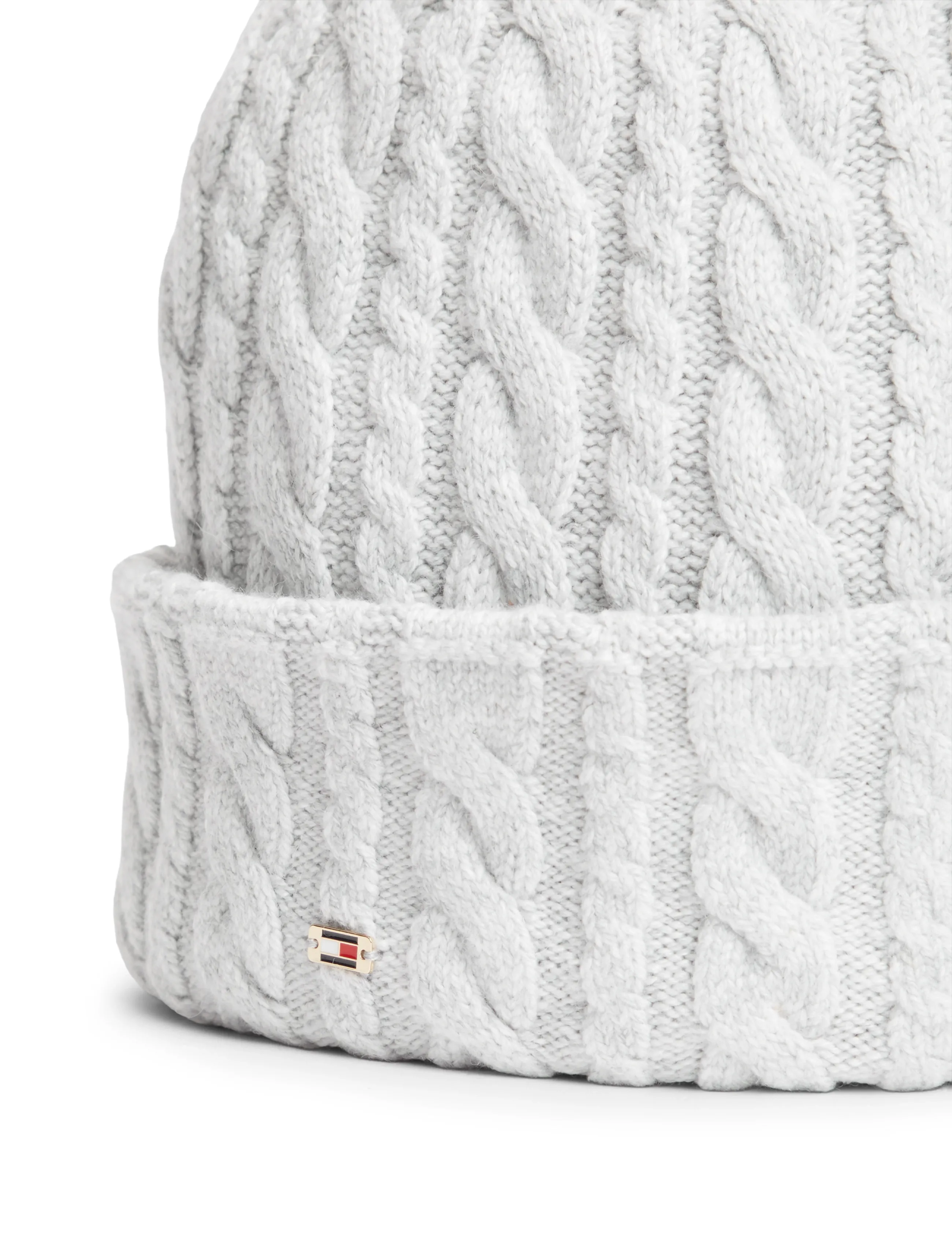 Tommy Hilfiger - ENAMEL FLAG CABLE BEANIE - premium styles - light grey heather - 3