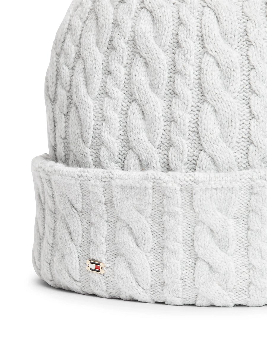 Tommy Hilfiger - ENAMEL FLAG CABLE BEANIE - huer - light grey heather - 3