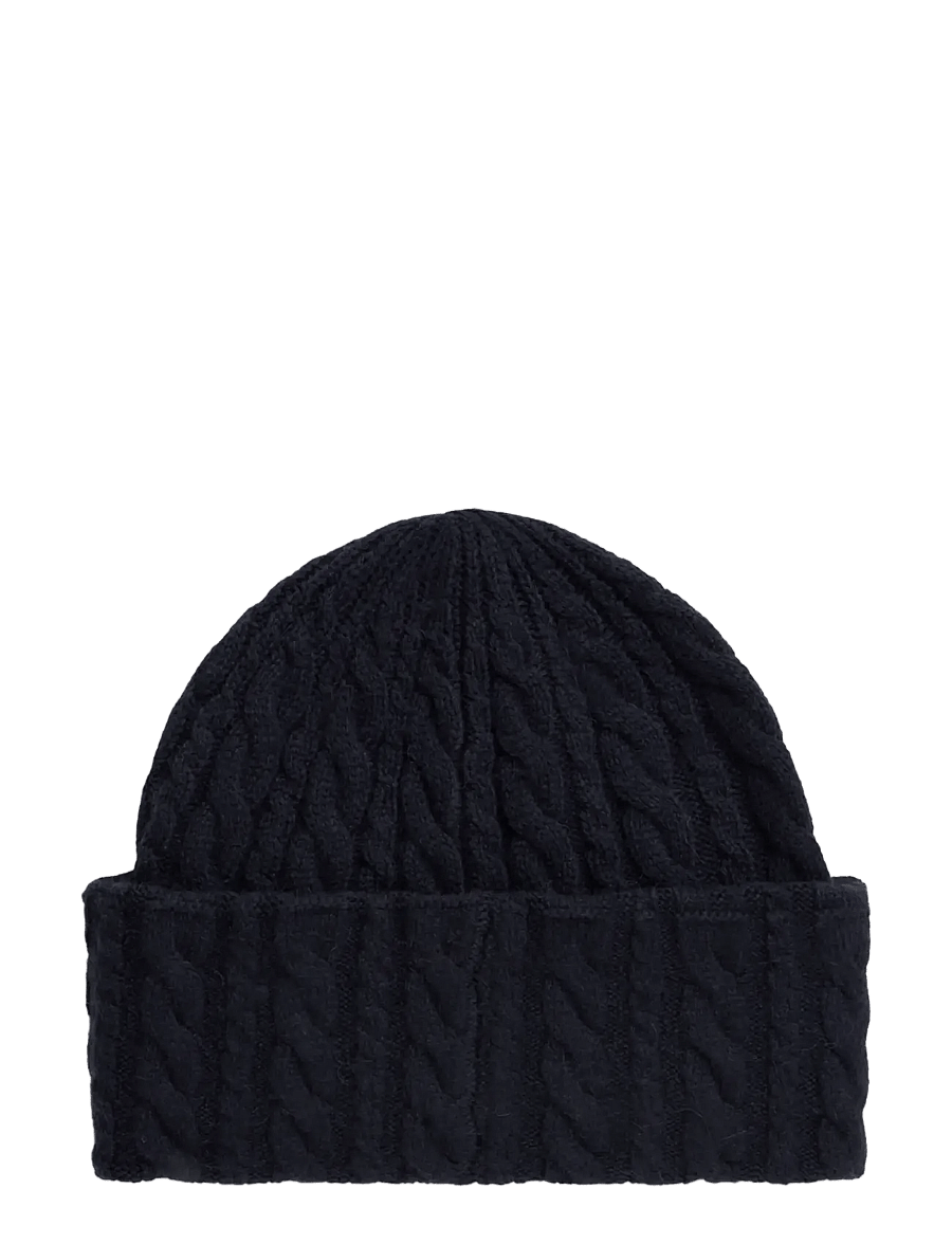 Tommy Hilfiger - ENAMEL FLAG CABLE BEANIE - kootud mütsid - space blue - 1