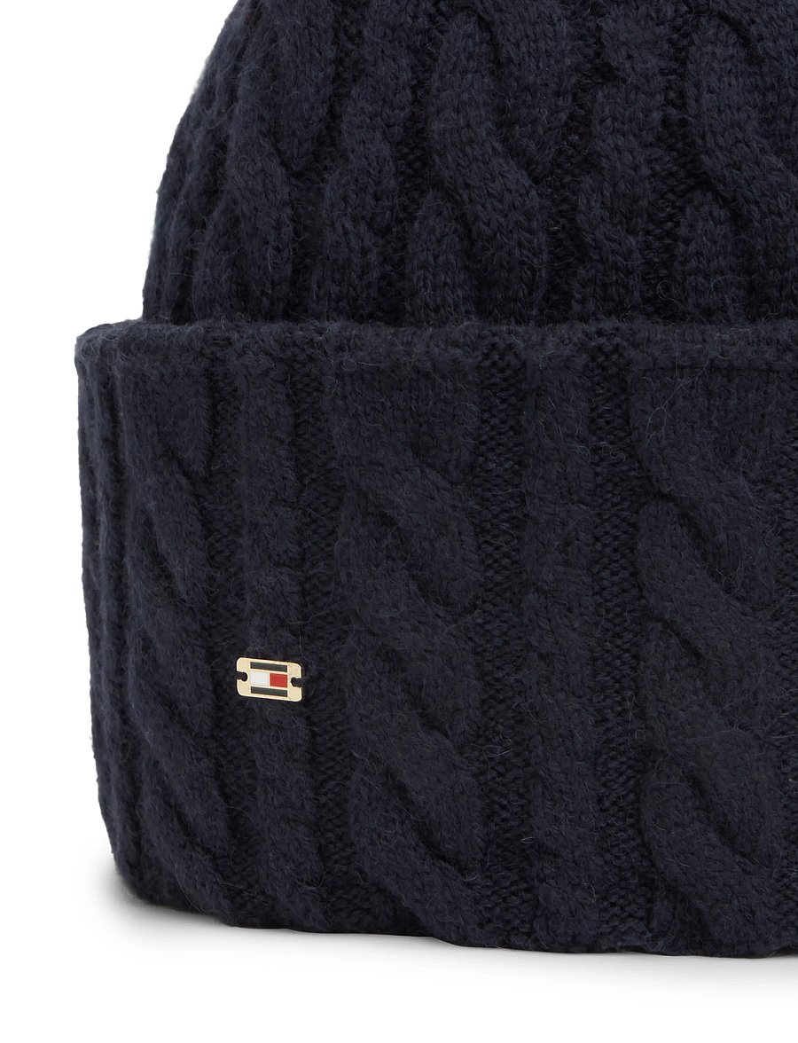 Tommy Hilfiger - ENAMEL FLAG CABLE BEANIE - kootud mütsid - space blue - 3