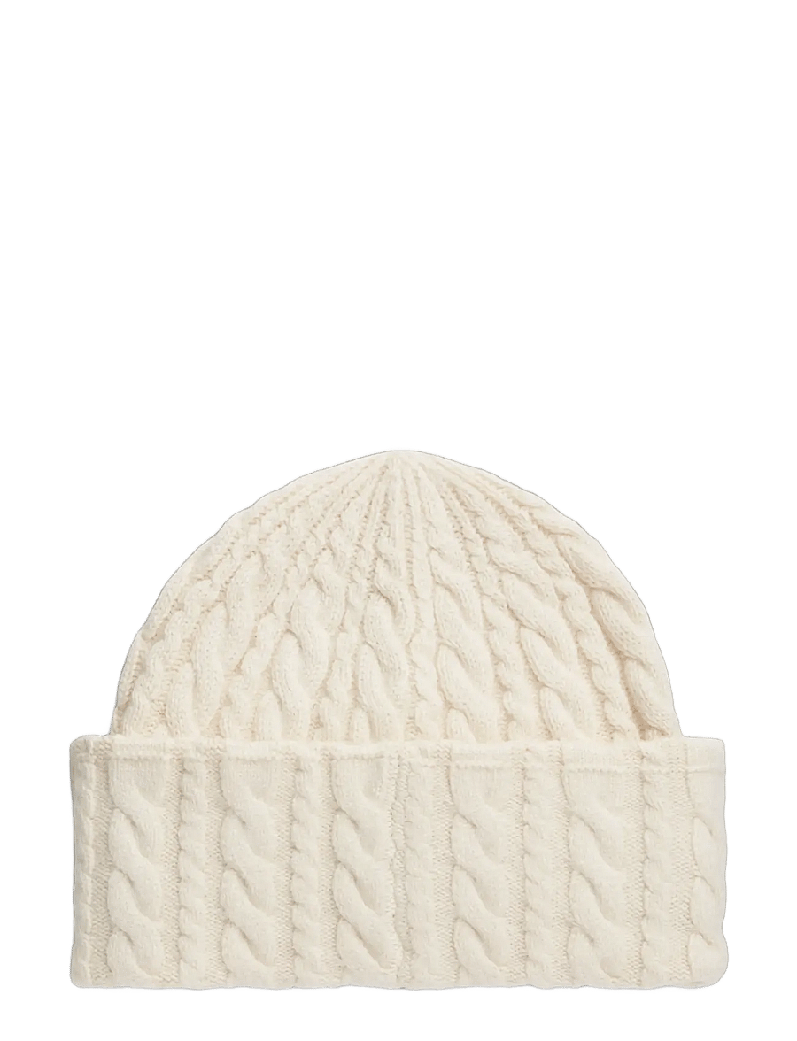 Tommy Hilfiger - ENAMEL FLAG CABLE BEANIE - kootud mütsid - sugarcane - 1