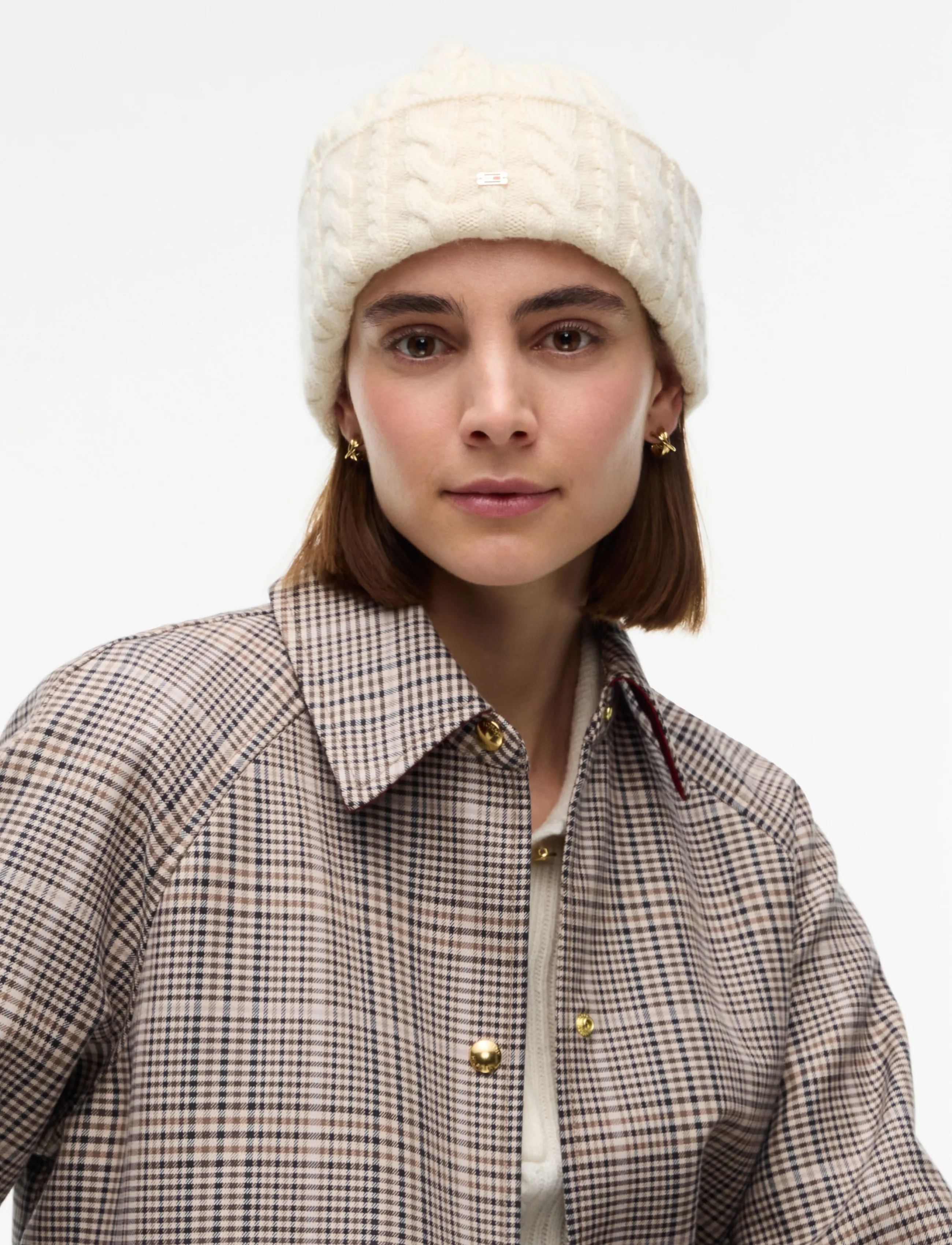 Tommy Hilfiger - ENAMEL FLAG CABLE BEANIE - sugarcane - 2