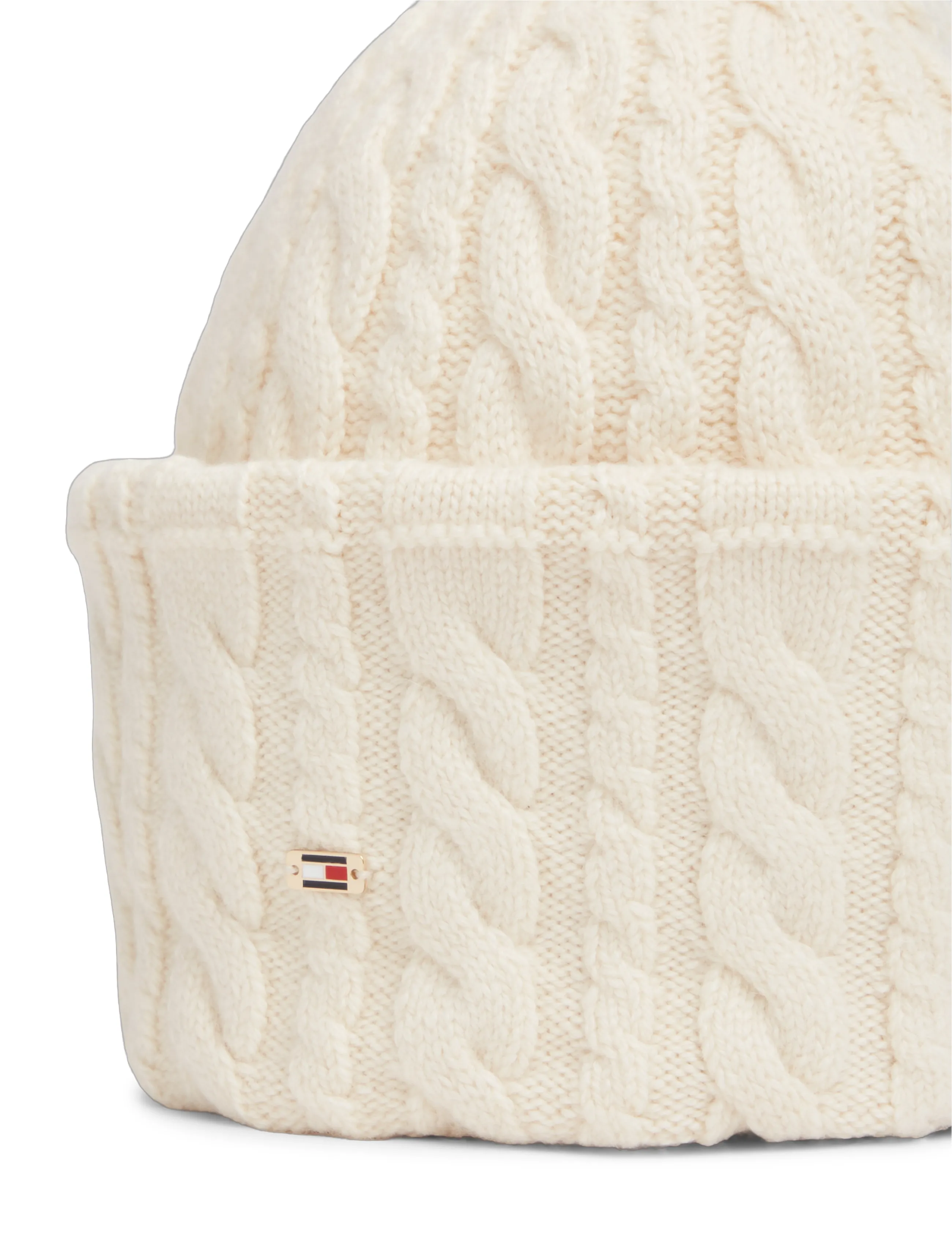 Tommy Hilfiger - ENAMEL FLAG CABLE BEANIE - sugarcane - 3