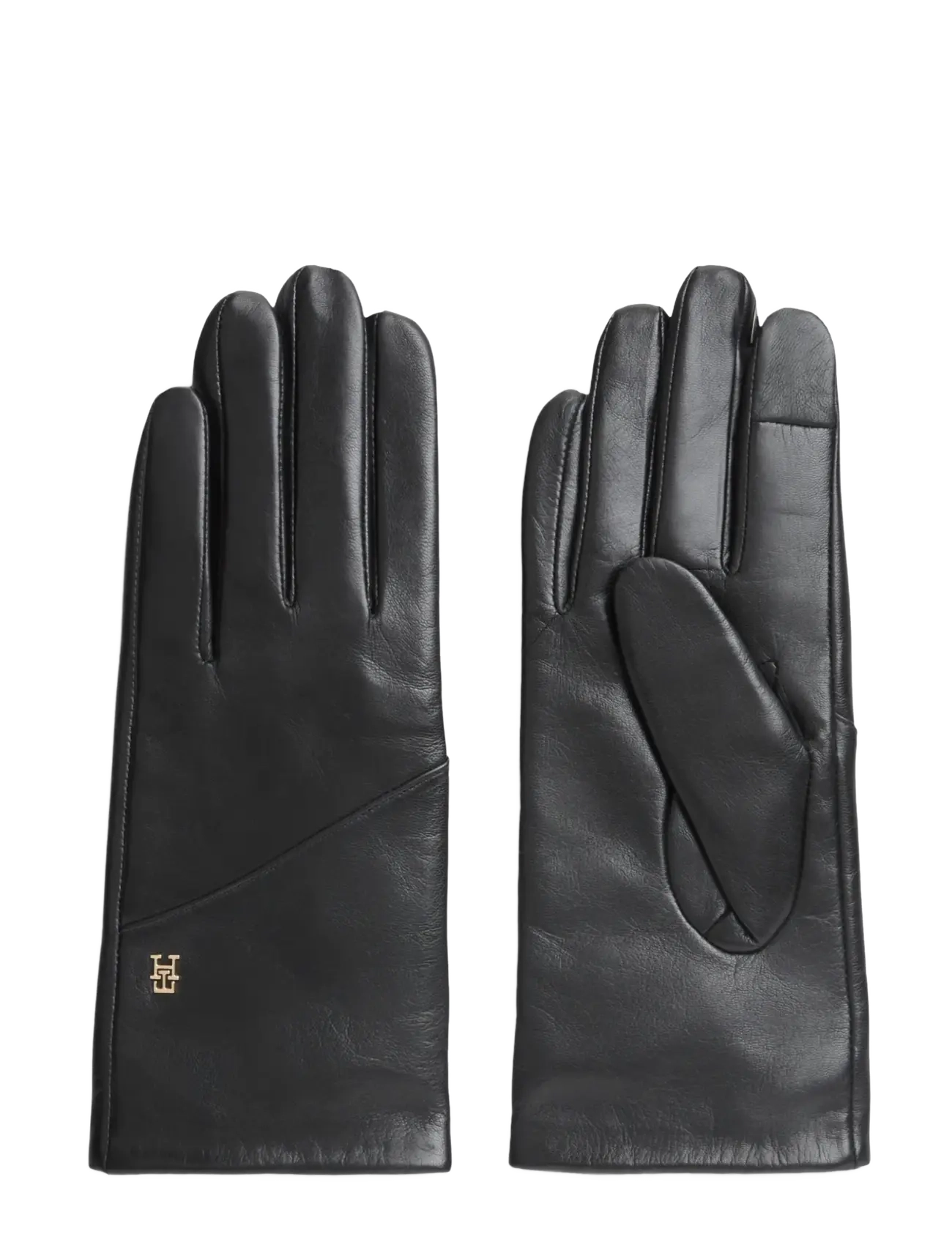 Tommy Hilfiger Th Elevated Chic Leather Gloves, Kvinder, Læderhandsker, Sort, Str: M/L