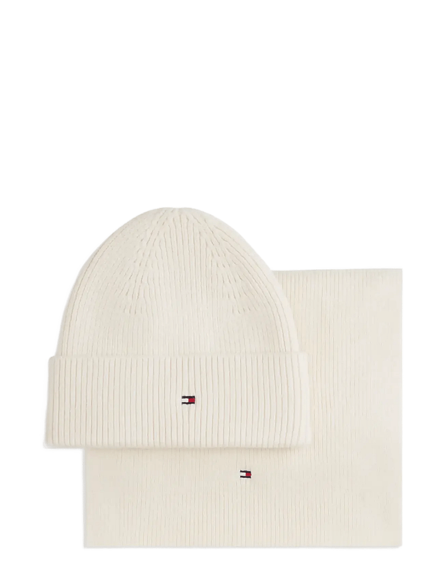Tommy Hilfiger - TH FLAG BEANIE & SCARF GP - soft cream - 1