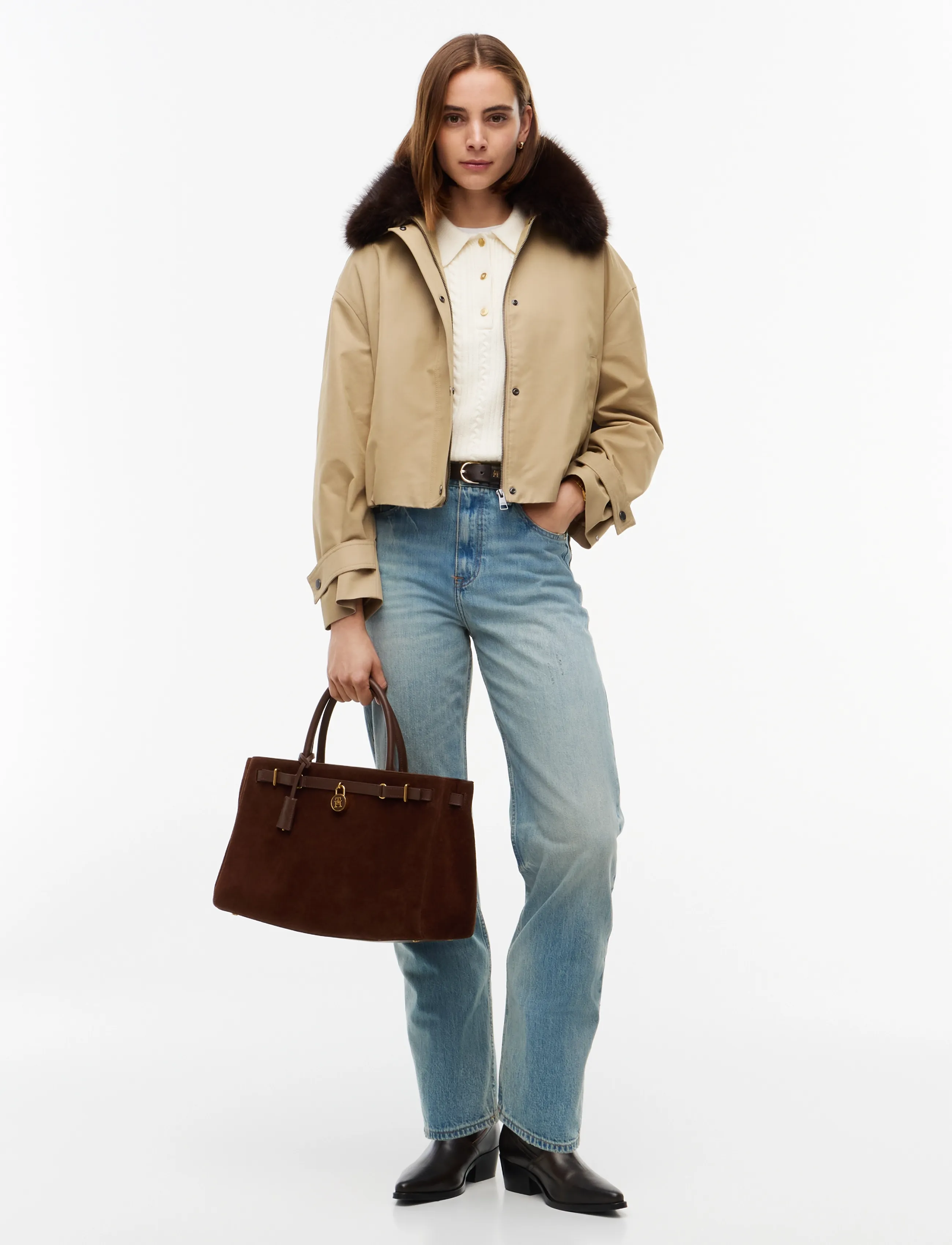 Tommy Hilfiger American Icon Tote Suede, Kvinder, Tote Taske, Brun, Str: ONE SIZE