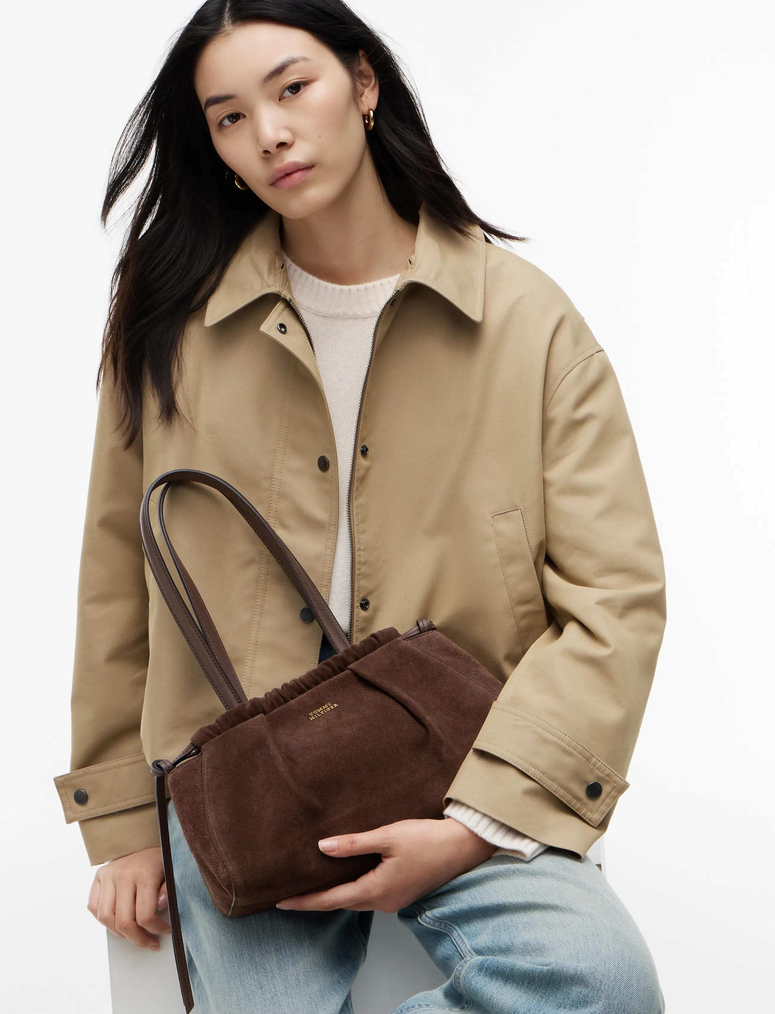 Tommy Hilfiger SOFT LEATHER SHOULDER BAG SUEDE - Tommy Hilfiger - FONDANT BROWN / brown