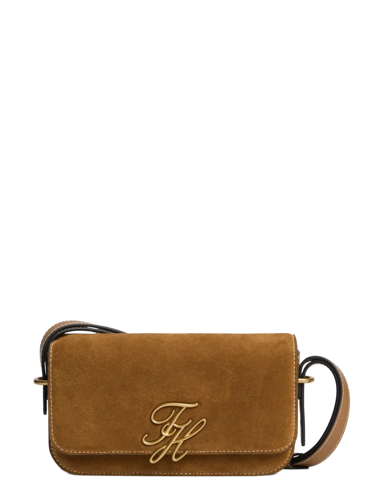 Tommy Hilfiger - SCRIPT LEATHER CROSSOVER SUEDE - crossbody bags - cognac - 1