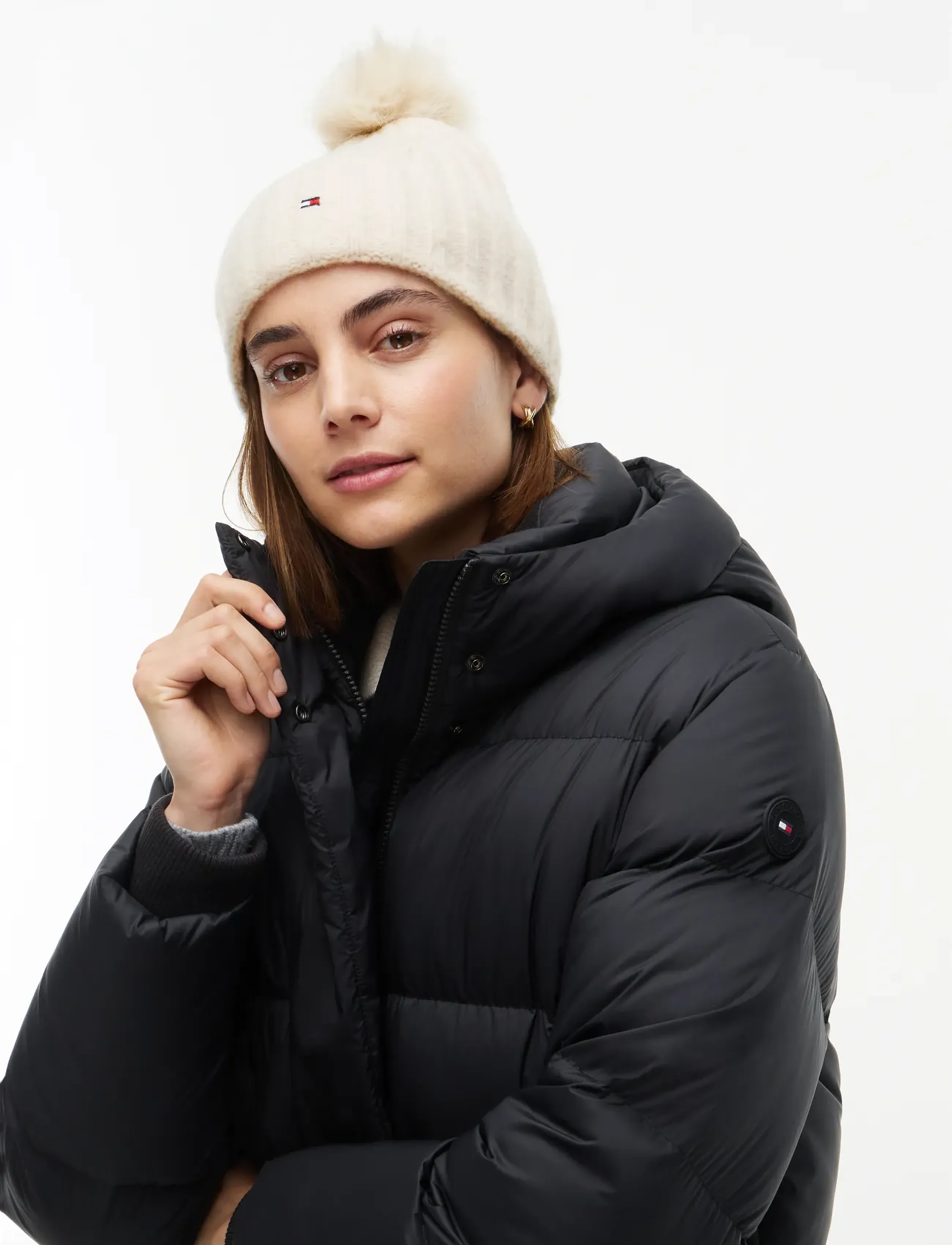 Tommy Hilfiger - TH FLAG BEANIE W/POM - mössor - sugarcane - 2