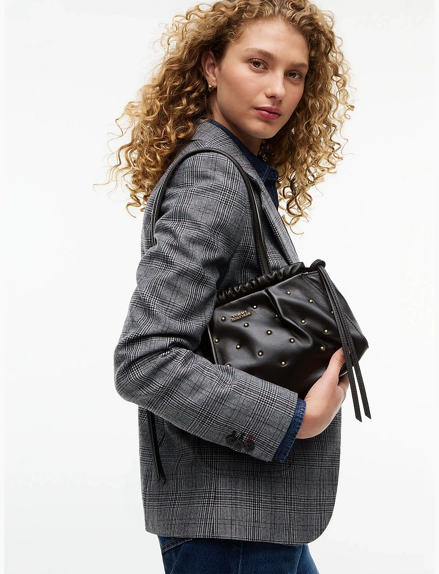 Tommy Hilfiger - SOFT LEATHER SHOULDER BAG STUDS - everyday style - black - 0