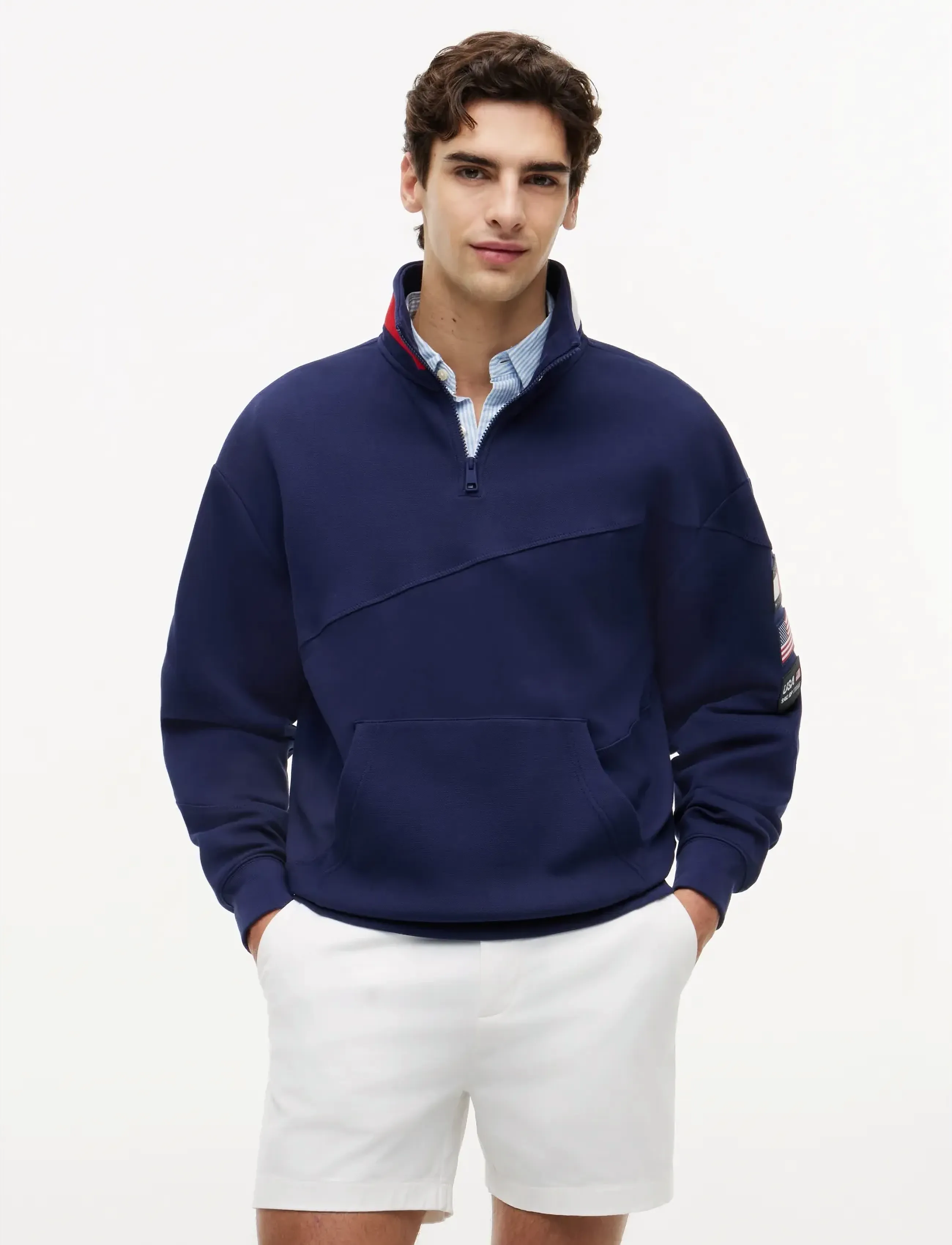 Tommy Hilfiger Us Sailgp Sailing Half Zip, L, Blue, Sweatshirts & Hættetrøjer > Sweatshirts, Herre