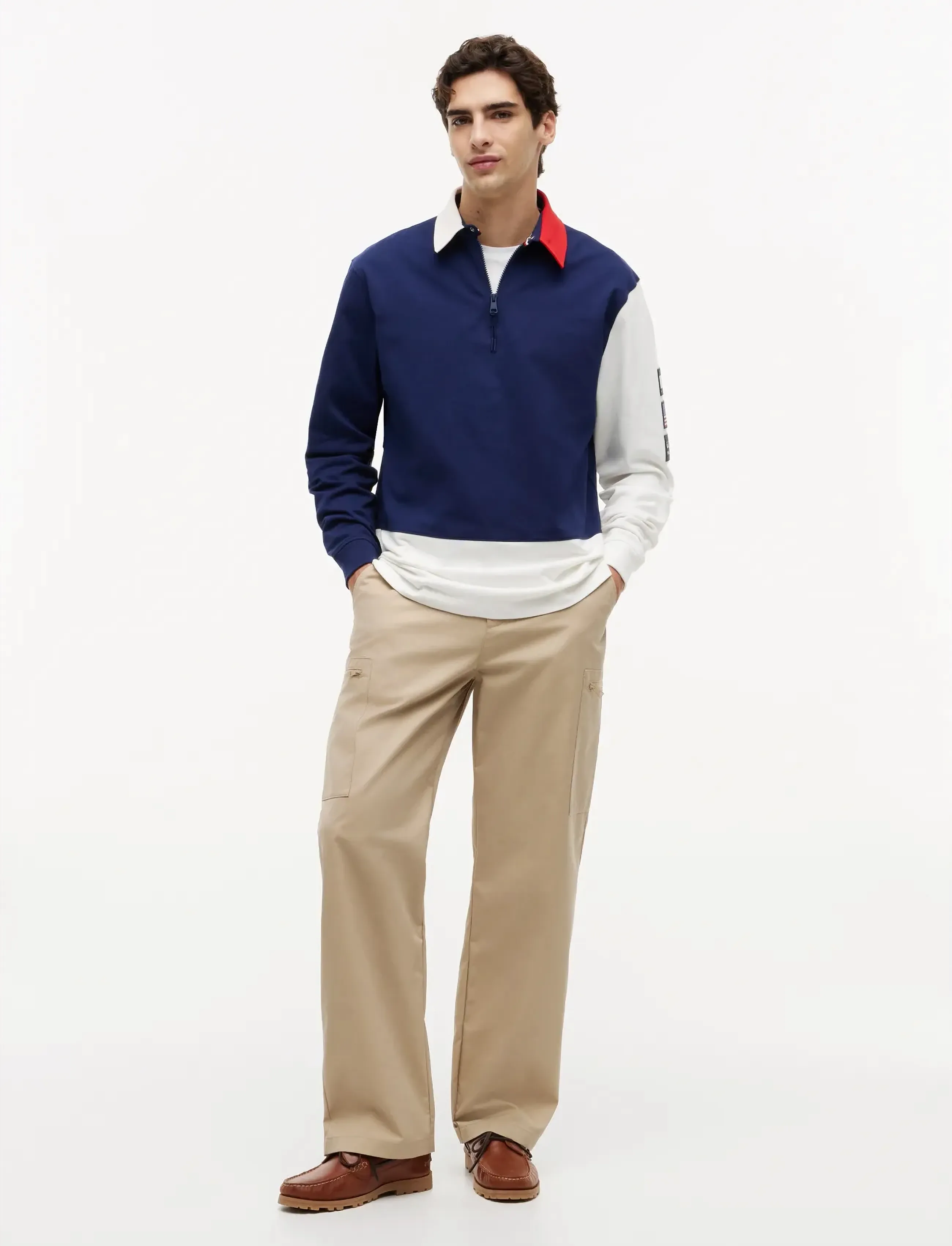 Tommy Hilfiger - US SAILGP COLORBLOCK RUGBY - langærmede poloer - yale navy   ecru - 1