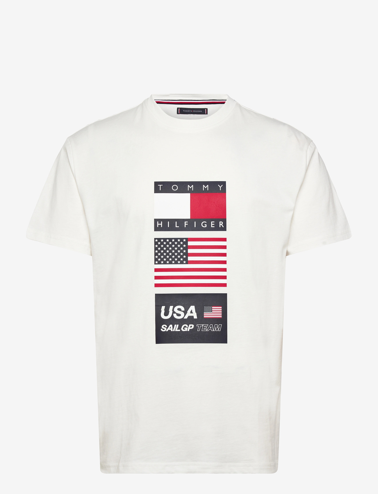 Tommy Hilfiger - US SAILGP SAILING FLAG TEE - kortærmede t-shirts - ecru - 0
