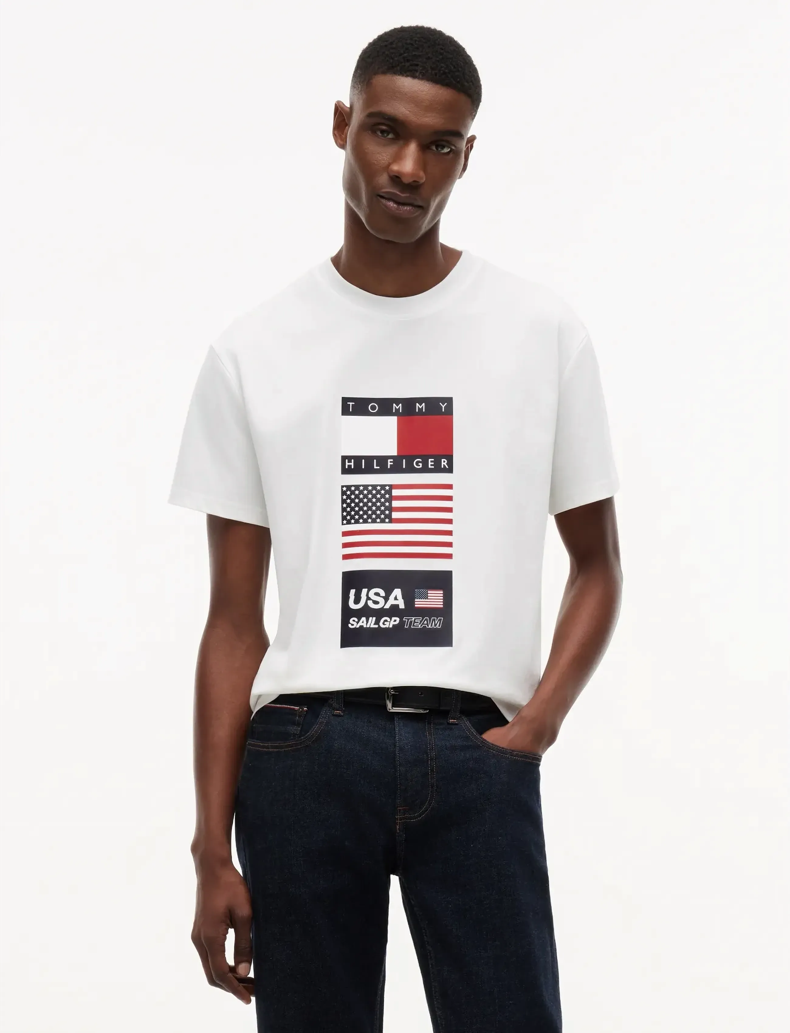 Tommy Hilfiger - US SAILGP SAILING FLAG TEE - kortærmede t-shirts - ecru - 2