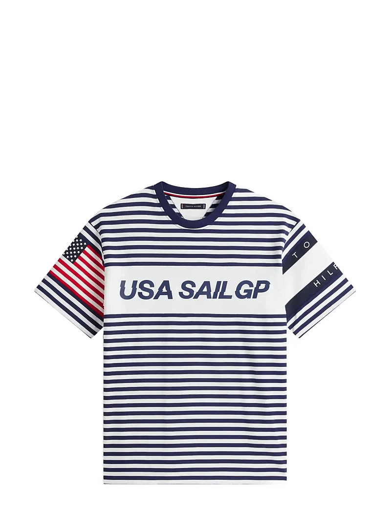 Tommy Hilfiger - US SAILGP MARINE STRIPE TEE - lyhythihaiset - ecru yale navy - 1