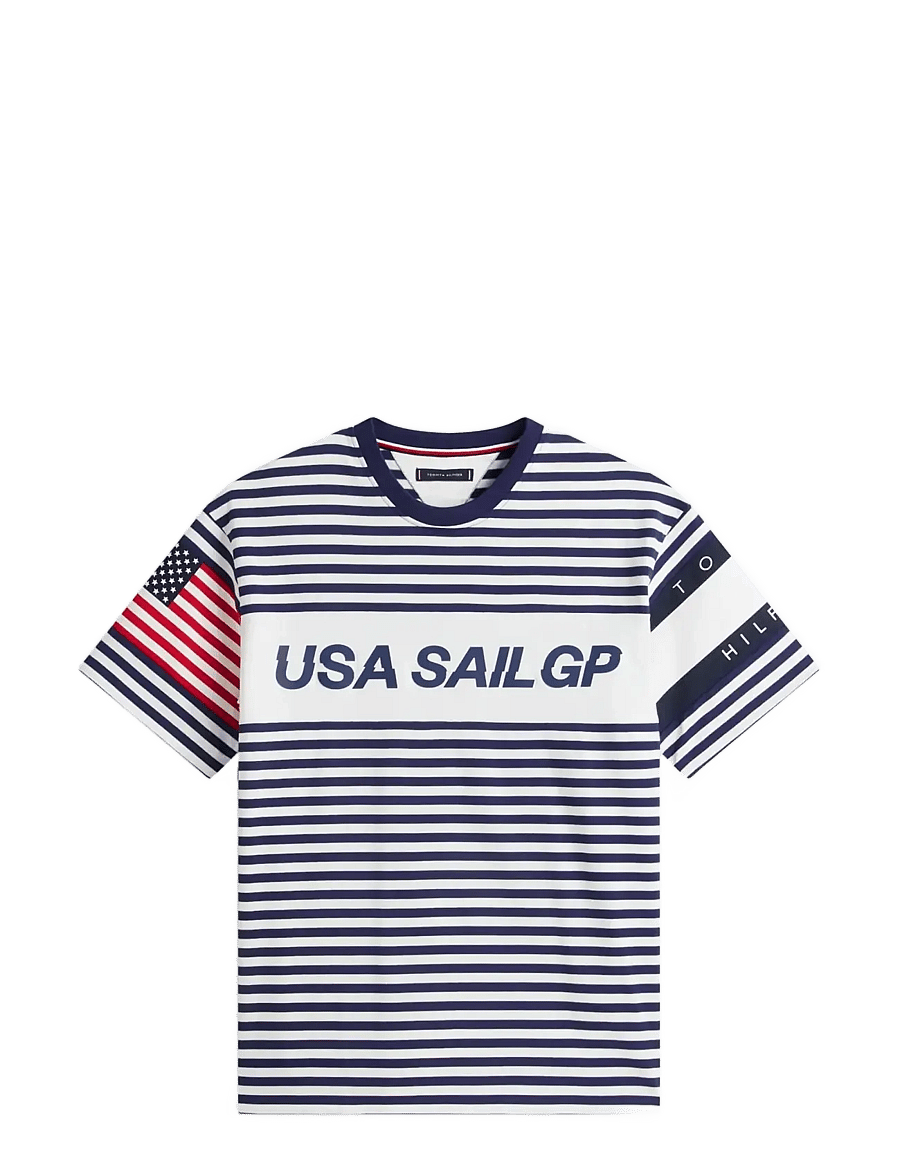 Tommy Hilfiger - US SAILGP MARINE STRIPE TEE - kurzärmelig - ecru yale navy - 1