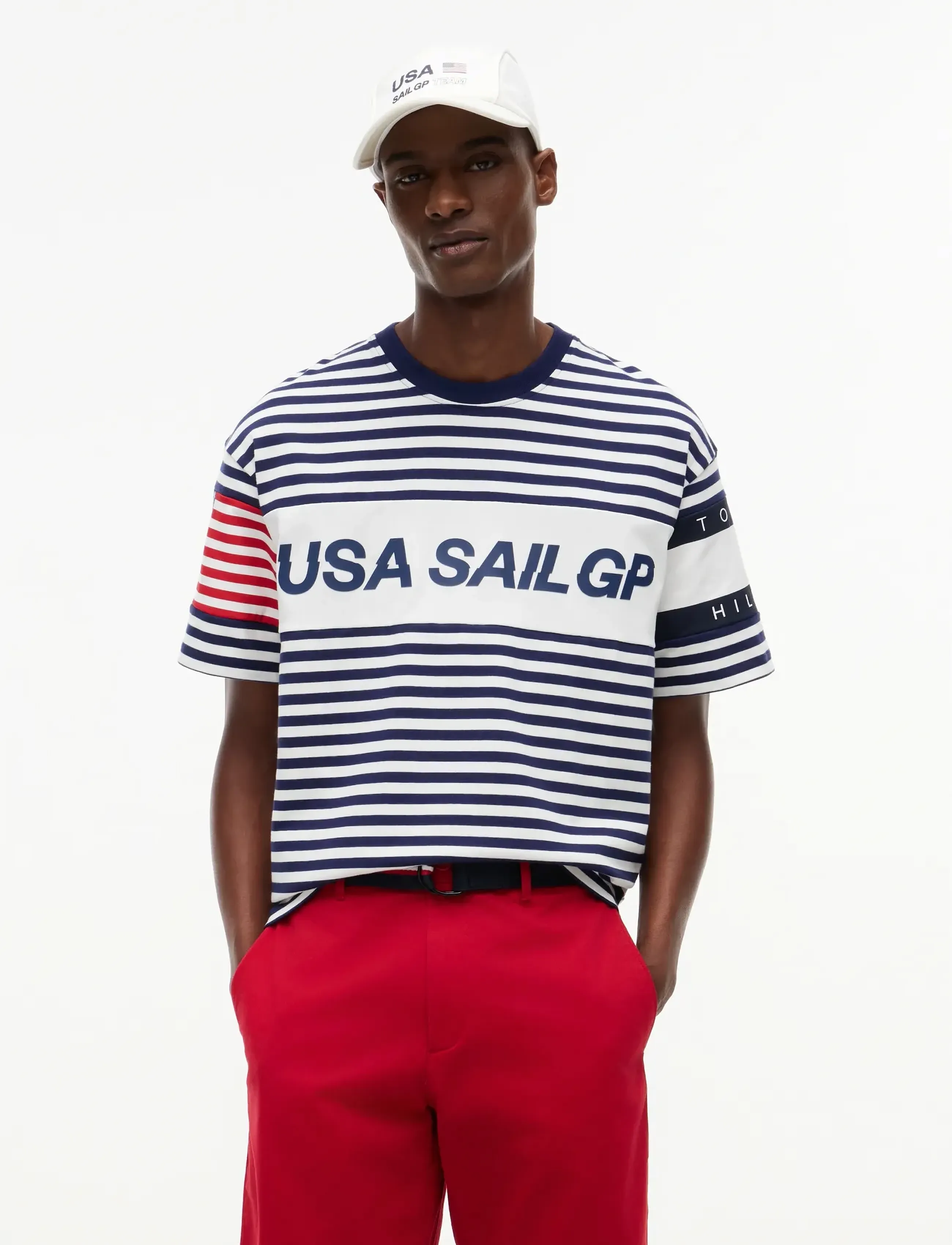Tommy Hilfiger US SAILGP MARINE STRIPE TEE - Kläder - ECRU   YALE NAVY / navy