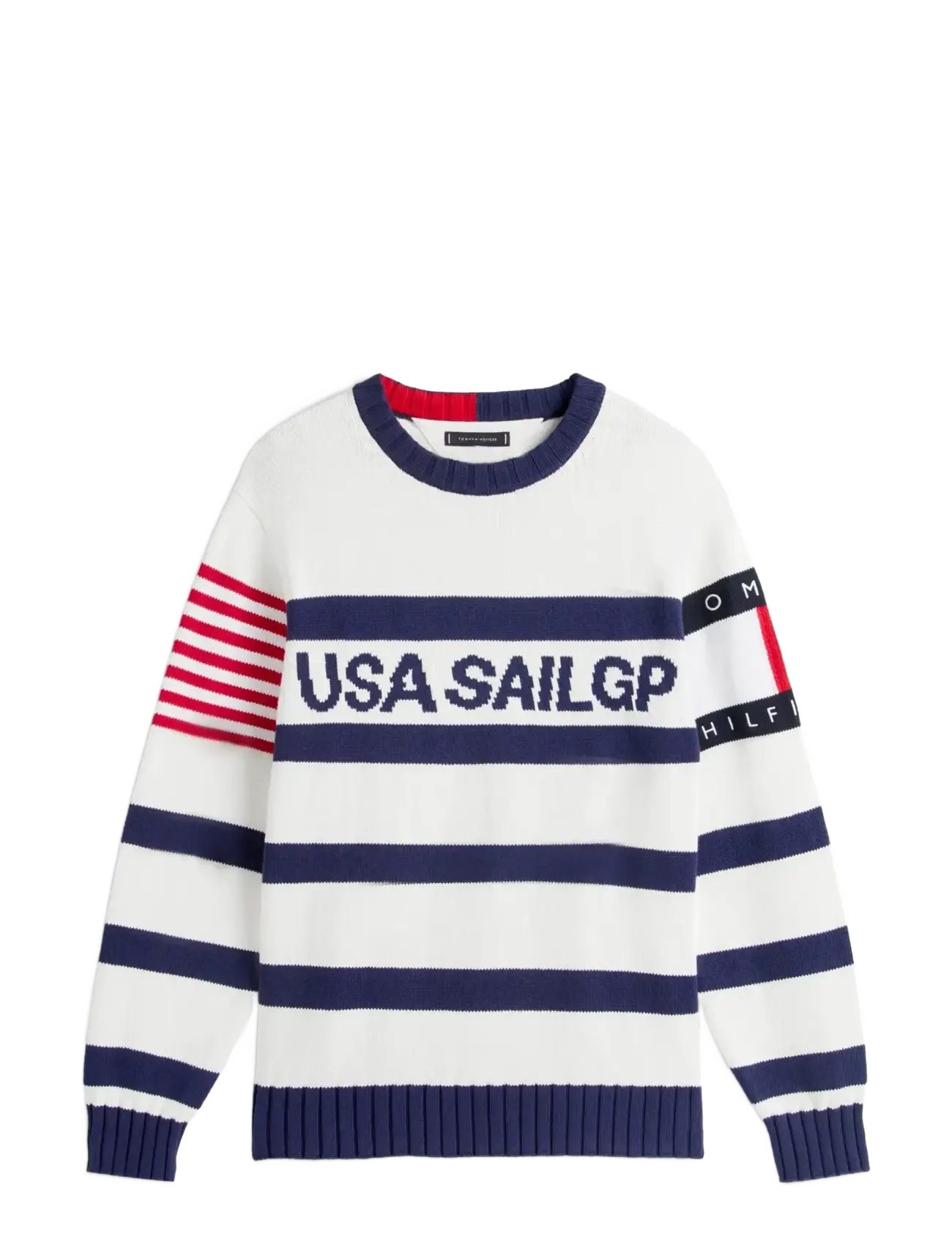 Tommy Hilfiger US SAILGP MARINE STRIPE CREWNECK - Clothing - ECRU   YALE NAVY / white