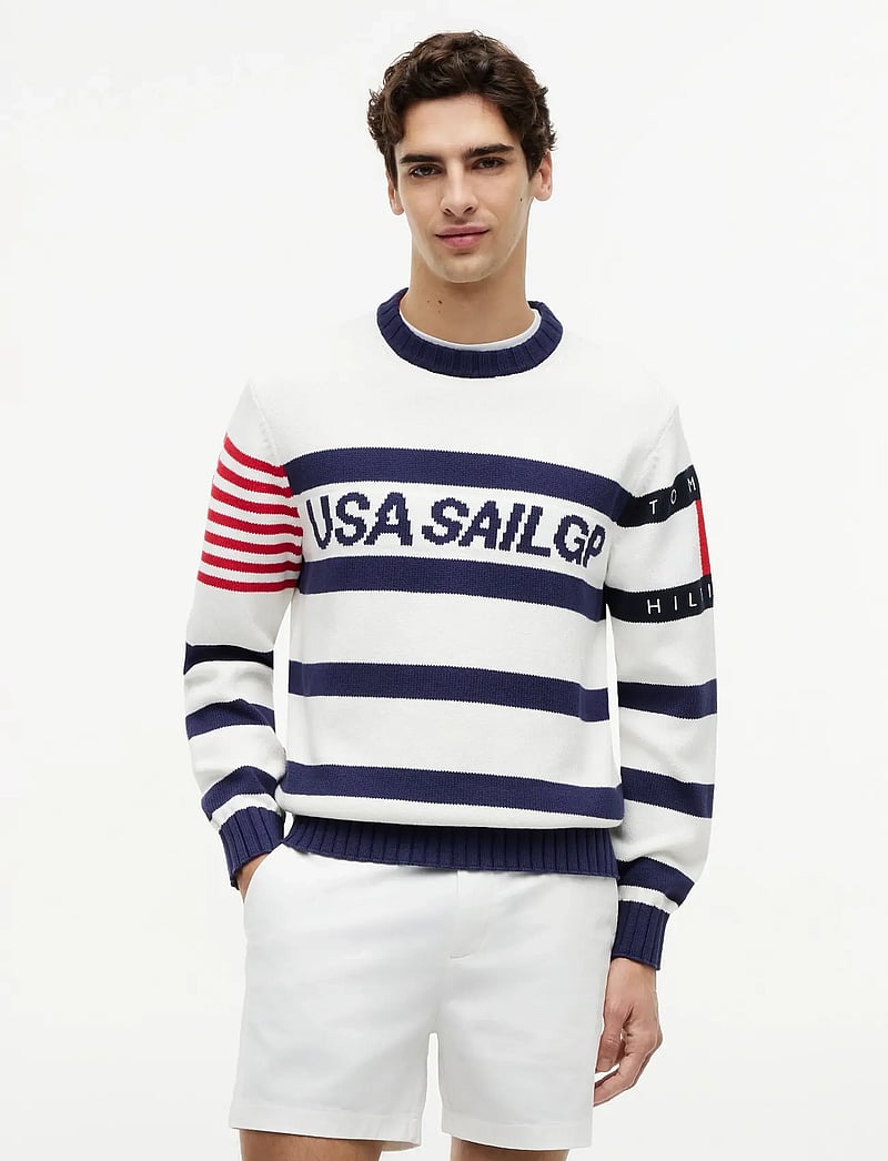 Tommy Hilfiger - US SAILGP MARINE STRIPE CREWNECK - Ümmarguse kaelusega kudumid - ecru yale navy - 0