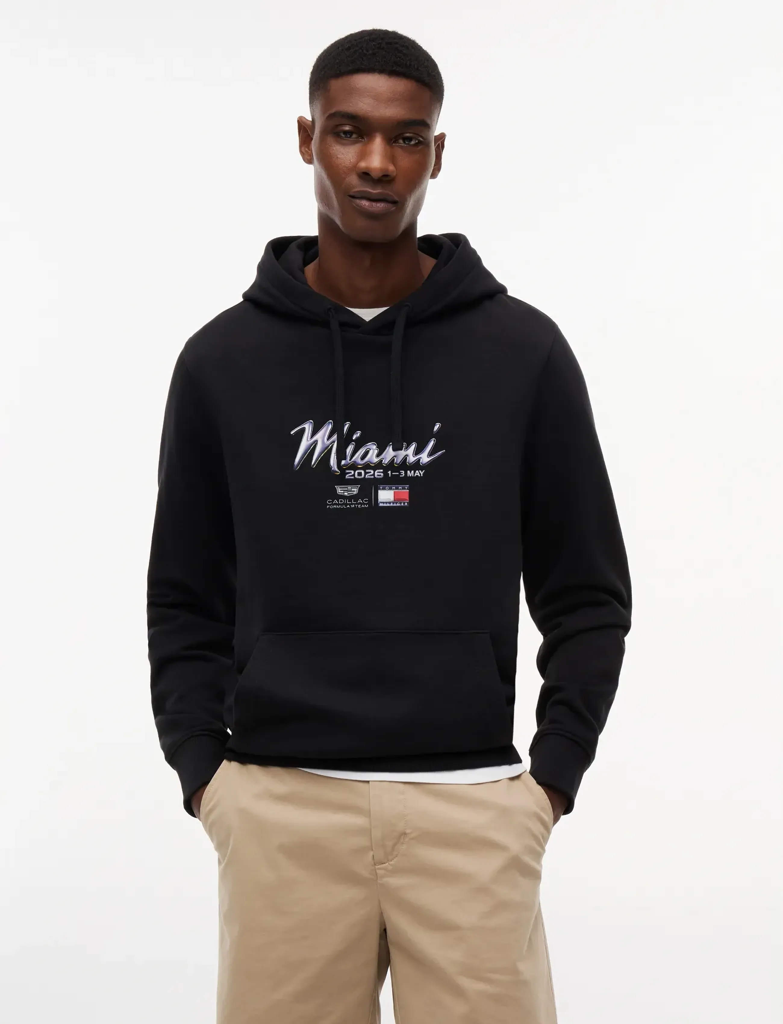 Tommy Hilfiger Th X Cf1 Miami Graphic Hoodie, Mænd, Grafisk Hættetrøje, Sort, Str: XL