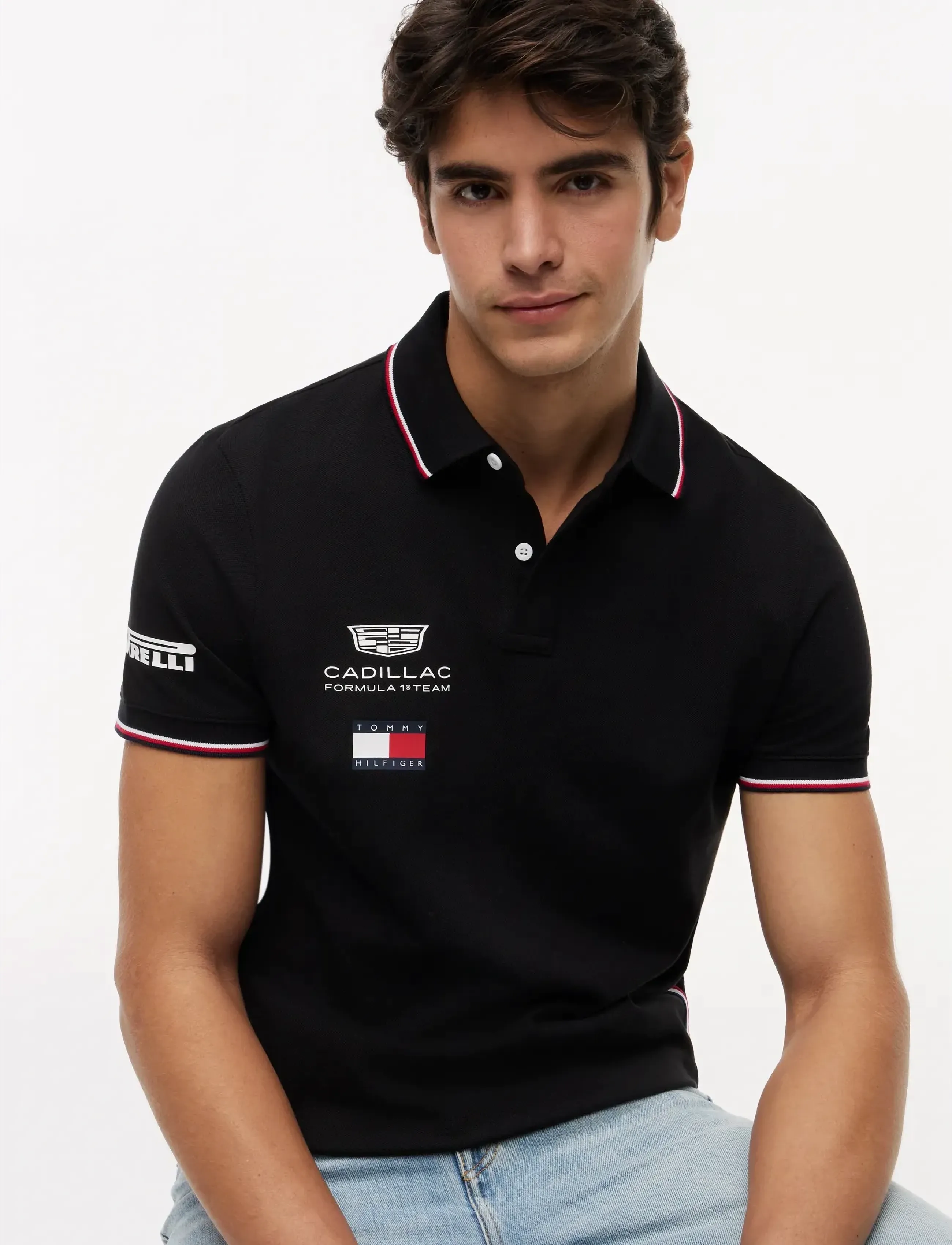 Tommy Hilfiger Th X Cf1 Replica Polo, L, Black, Sport Polos > Sport Short-sleeved Polos, Herre
