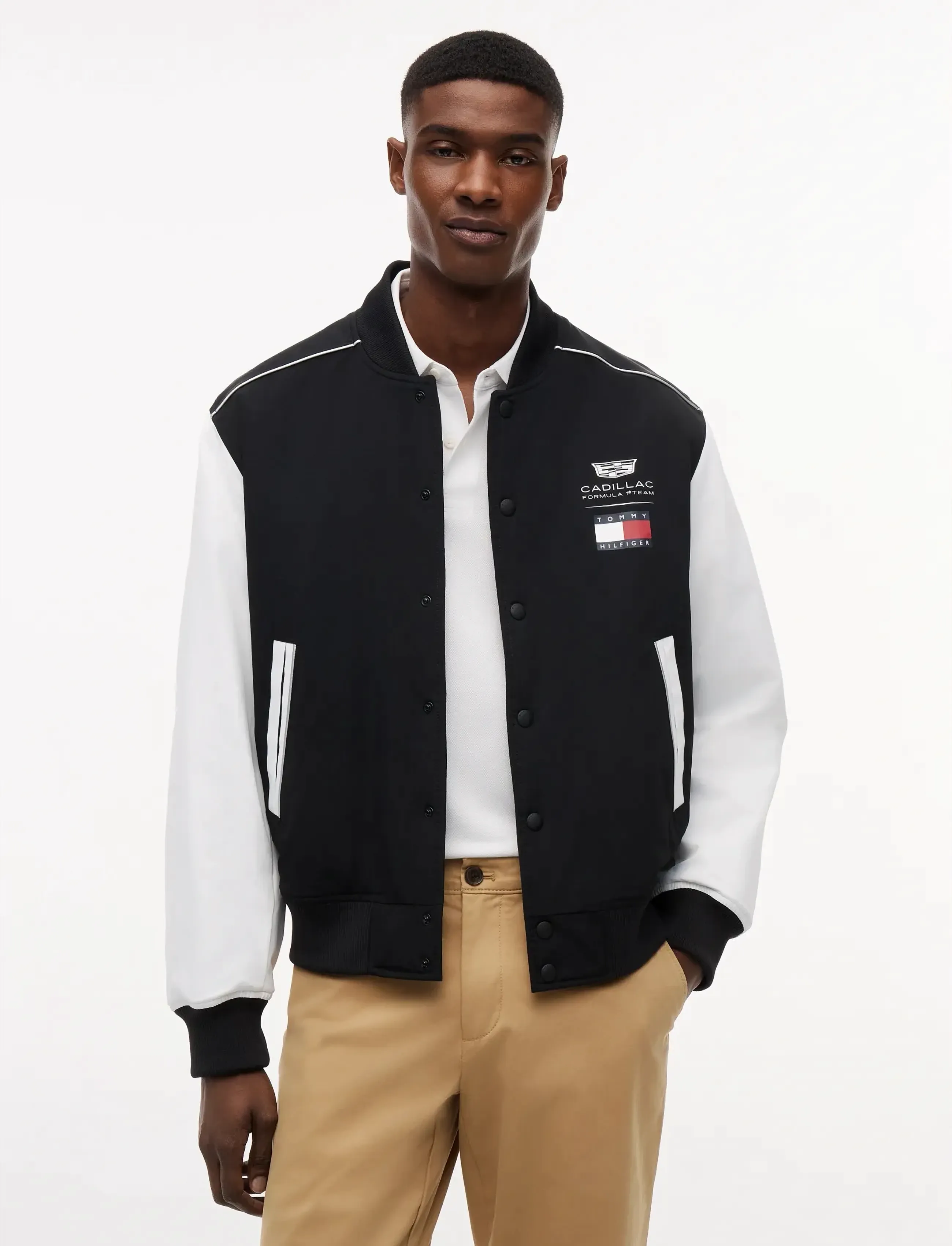 Tommy Hilfiger TH X CF1 SCRIPT VARSITY JACKET - Bomberjackor - BLACK   WHITE / black