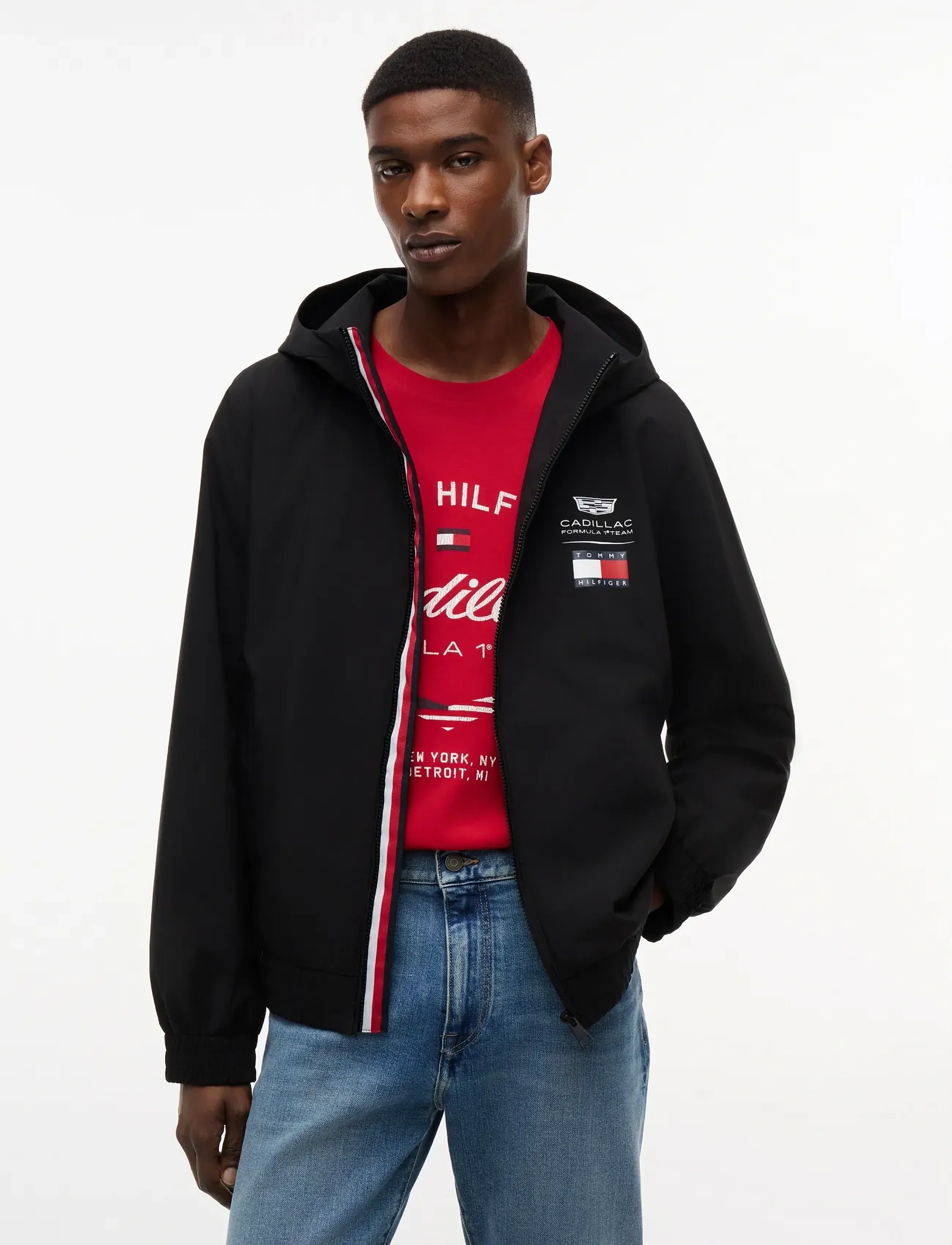 Tommy Hilfiger - TH X CF1 SCRIPT WINDBREAKER - kevadjoped - black - 2