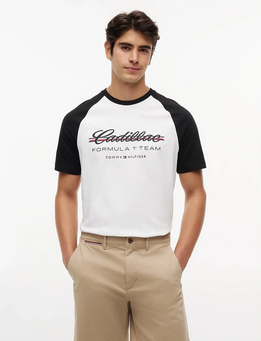 Tommy Hilfiger - TH X CF1 SCRIPT RAGLAN TEE - lühikeste varrukatega t-särgid - white black - 0