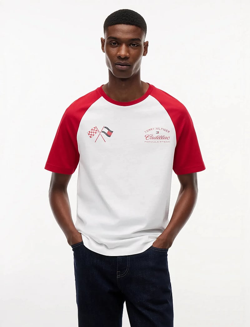 Tommy Hilfiger - TH X CF1 VARSITY RAGLAN TEE - kurzärmelig - white red - 0