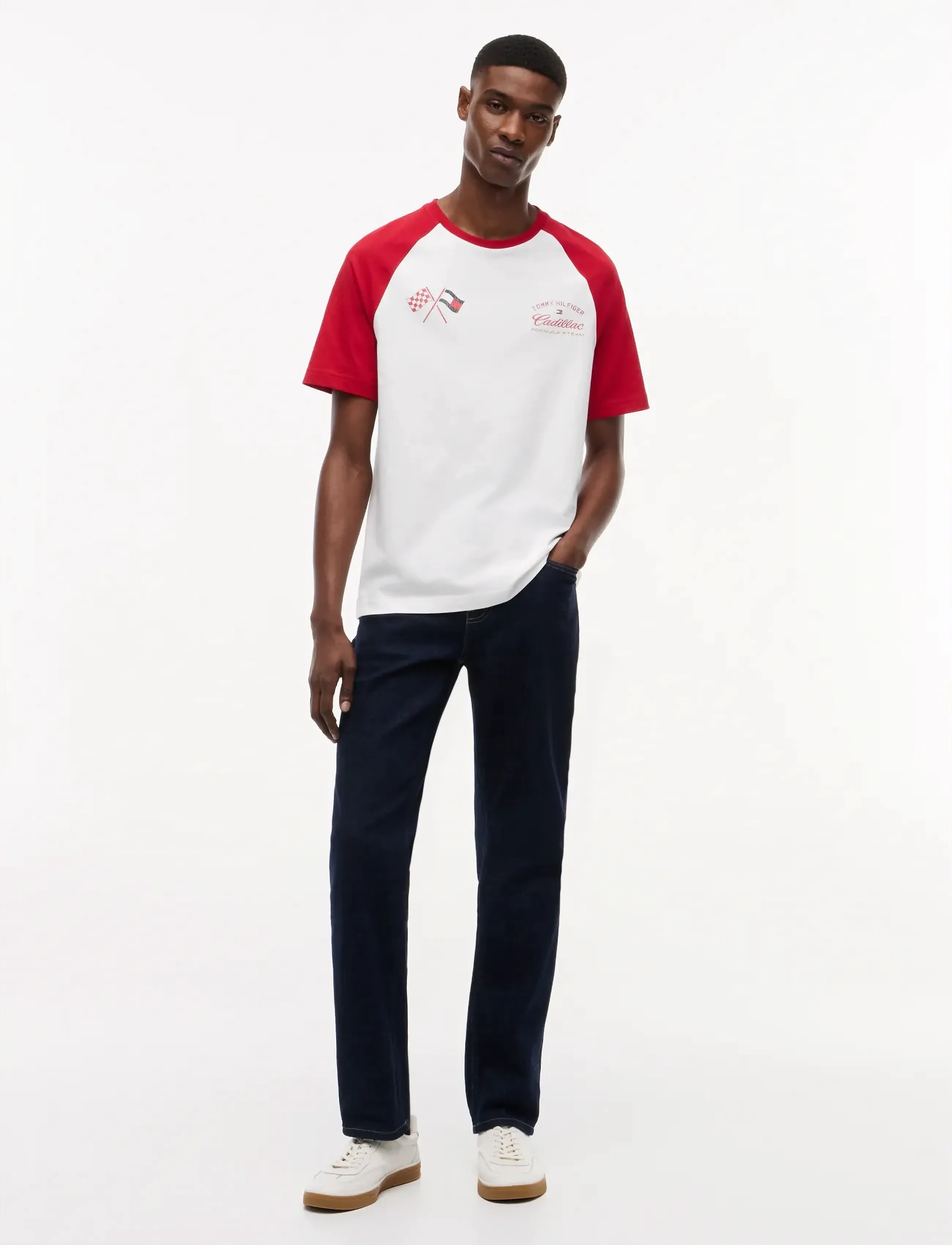 Tommy Hilfiger - TH X CF1 VARSITY RAGLAN TEE - lühikeste varrukatega t-särgid - white   red - 2