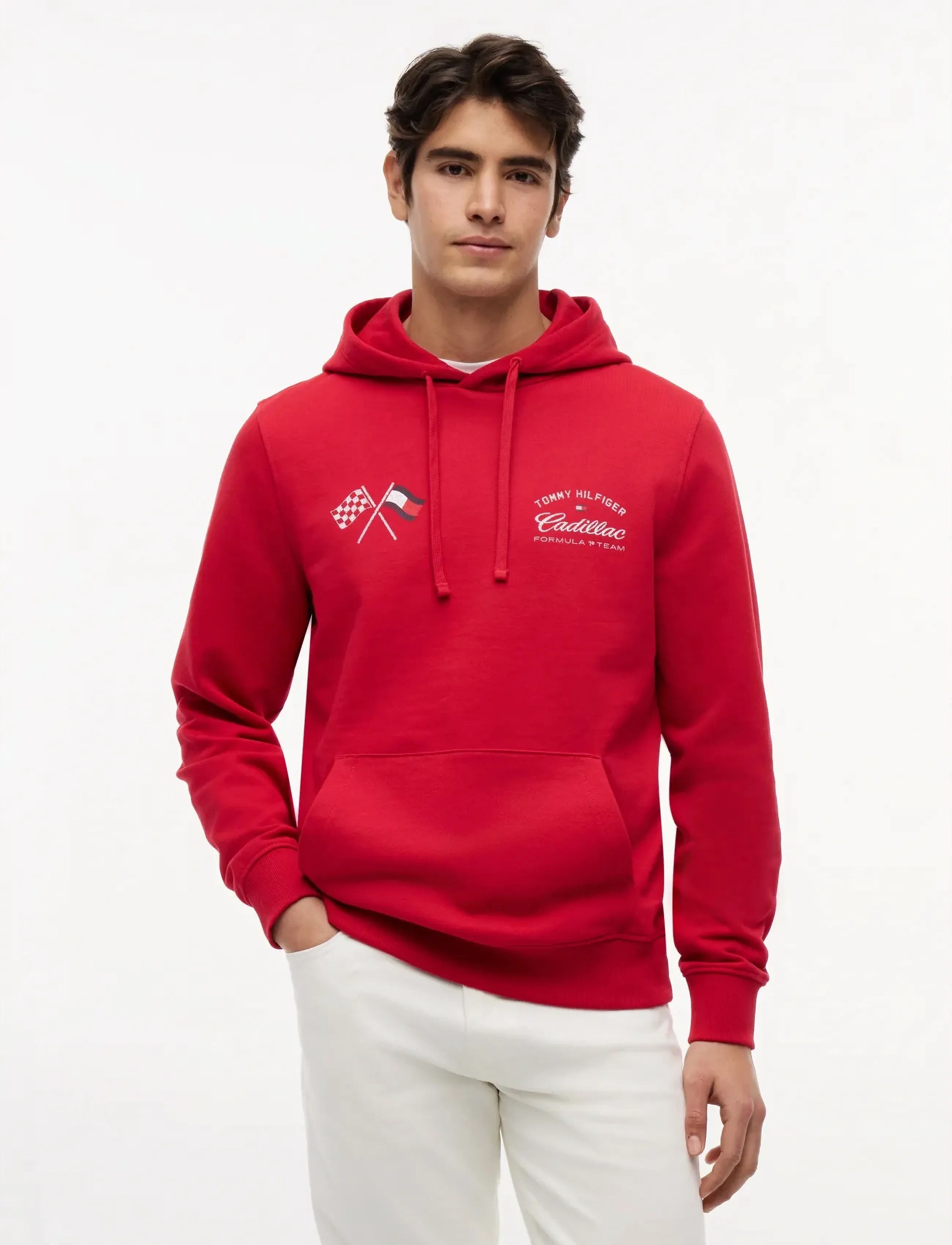 Tommy Hilfiger Th X Cf1 Varsity Graphic Hoodie, M, Red, Sweatshirts & Hættetrøjer > Hættetrøjer, Dame