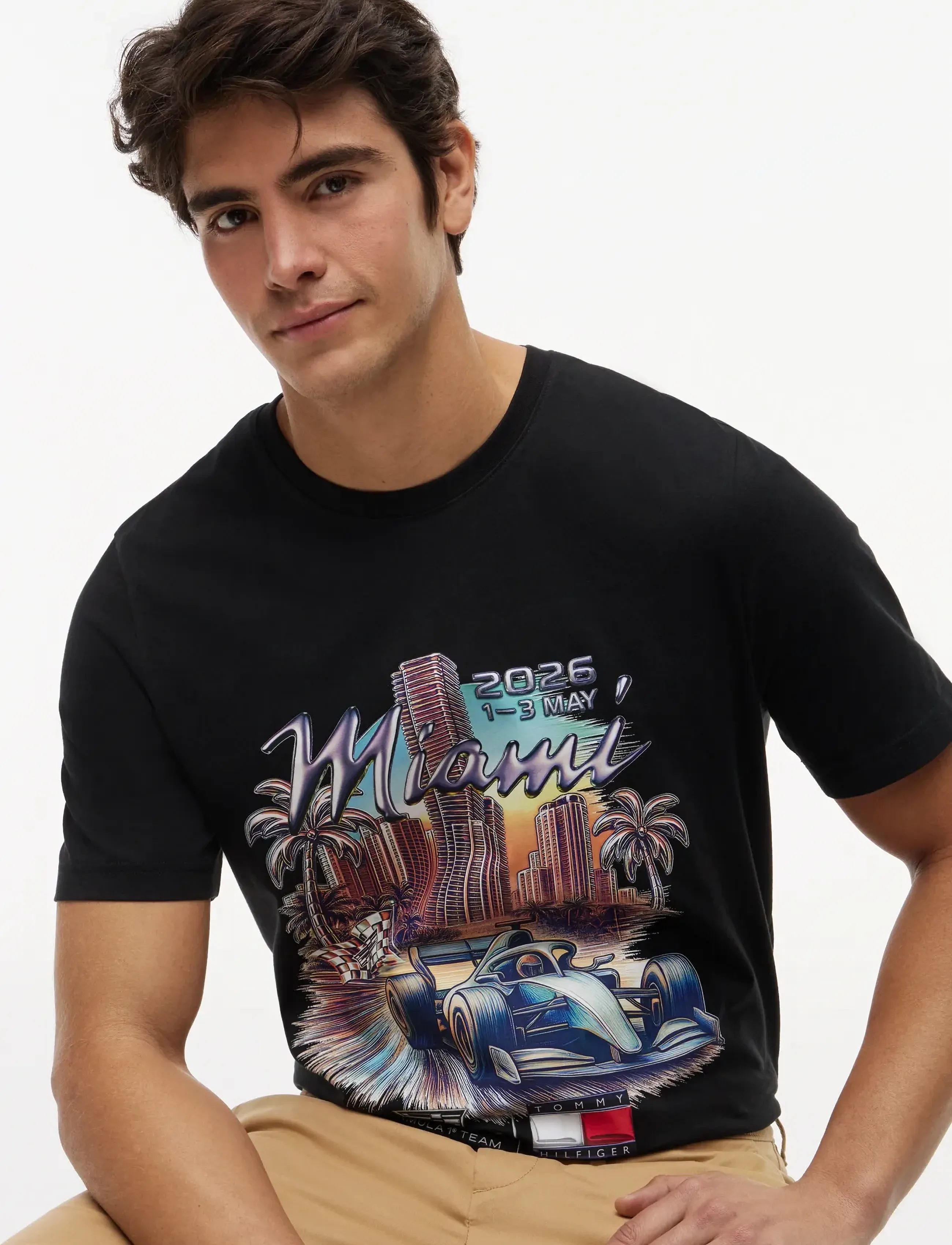 Tommy Hilfiger - TH X CF1 MIAMI GRAPHIC TEE - lyhythihaiset - black - 4