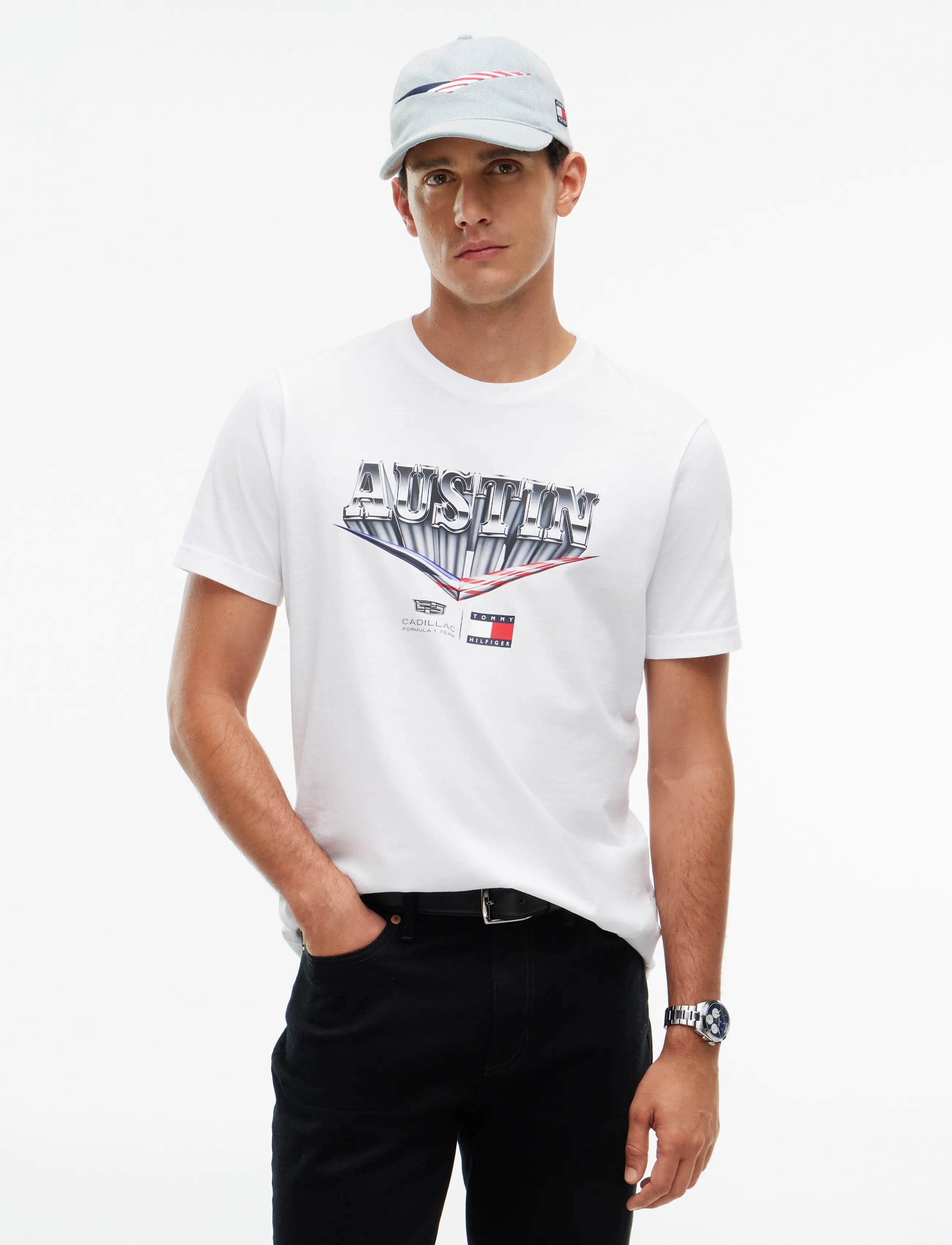 Tommy Hilfiger TH X CF1 AUSTIN TEE - Kläder - WHITE / white