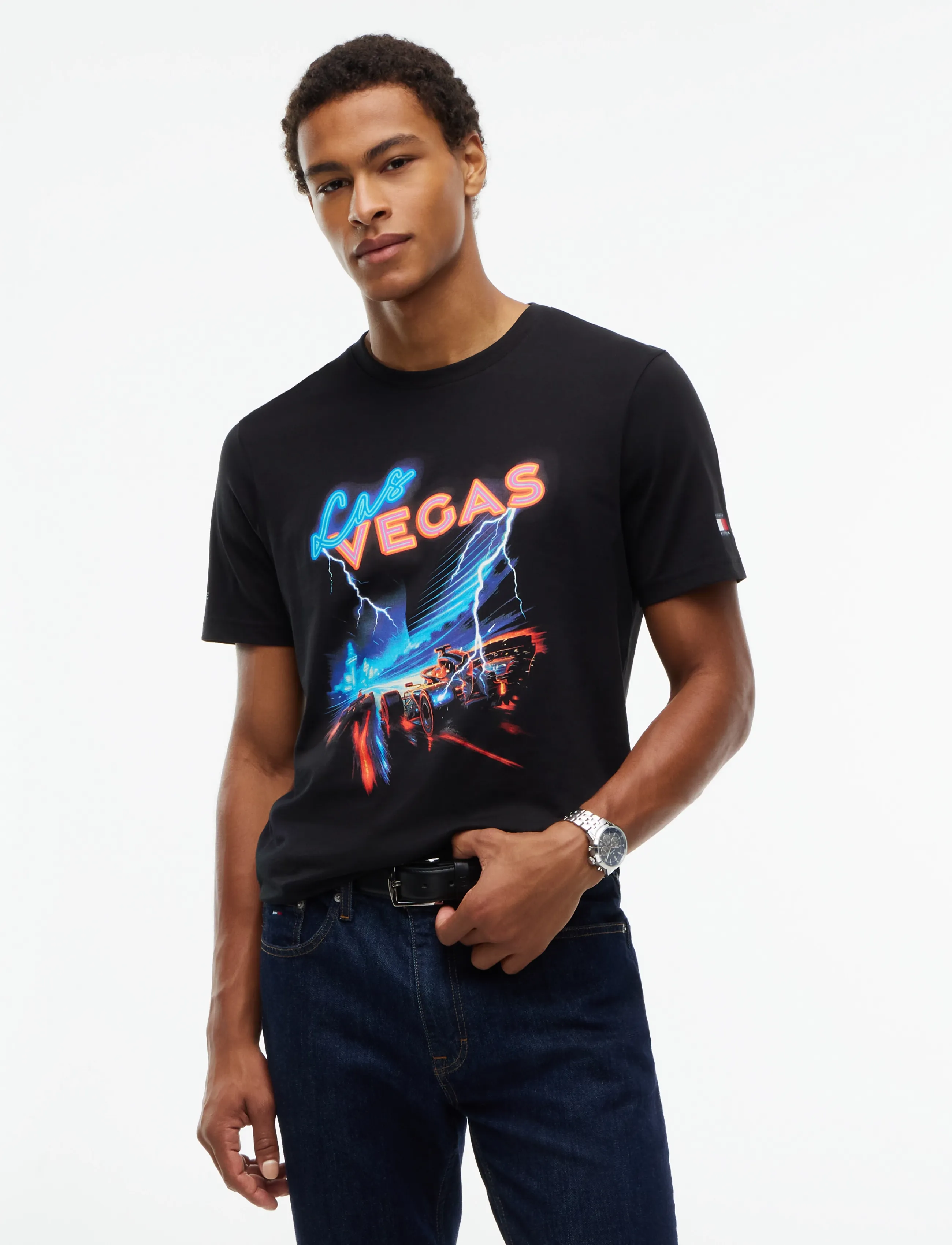 Tommy Hilfiger - TH X CF1 VEGAS GRAPHIC TEE - kurzärmelige t-shirts - black - 2