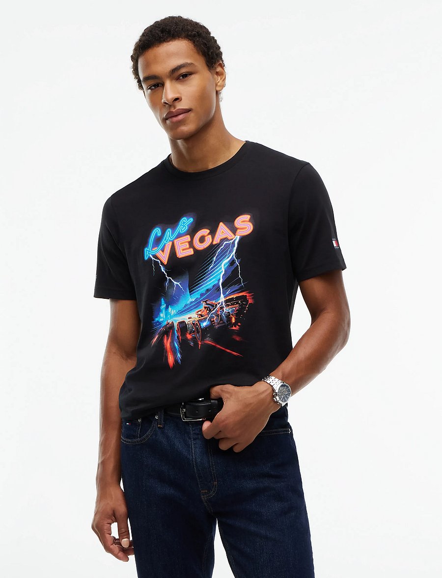 Tommy Hilfiger - TH X CF1 VEGAS GRAPHIC TEE - kurzärmelige t-shirts - black - 2