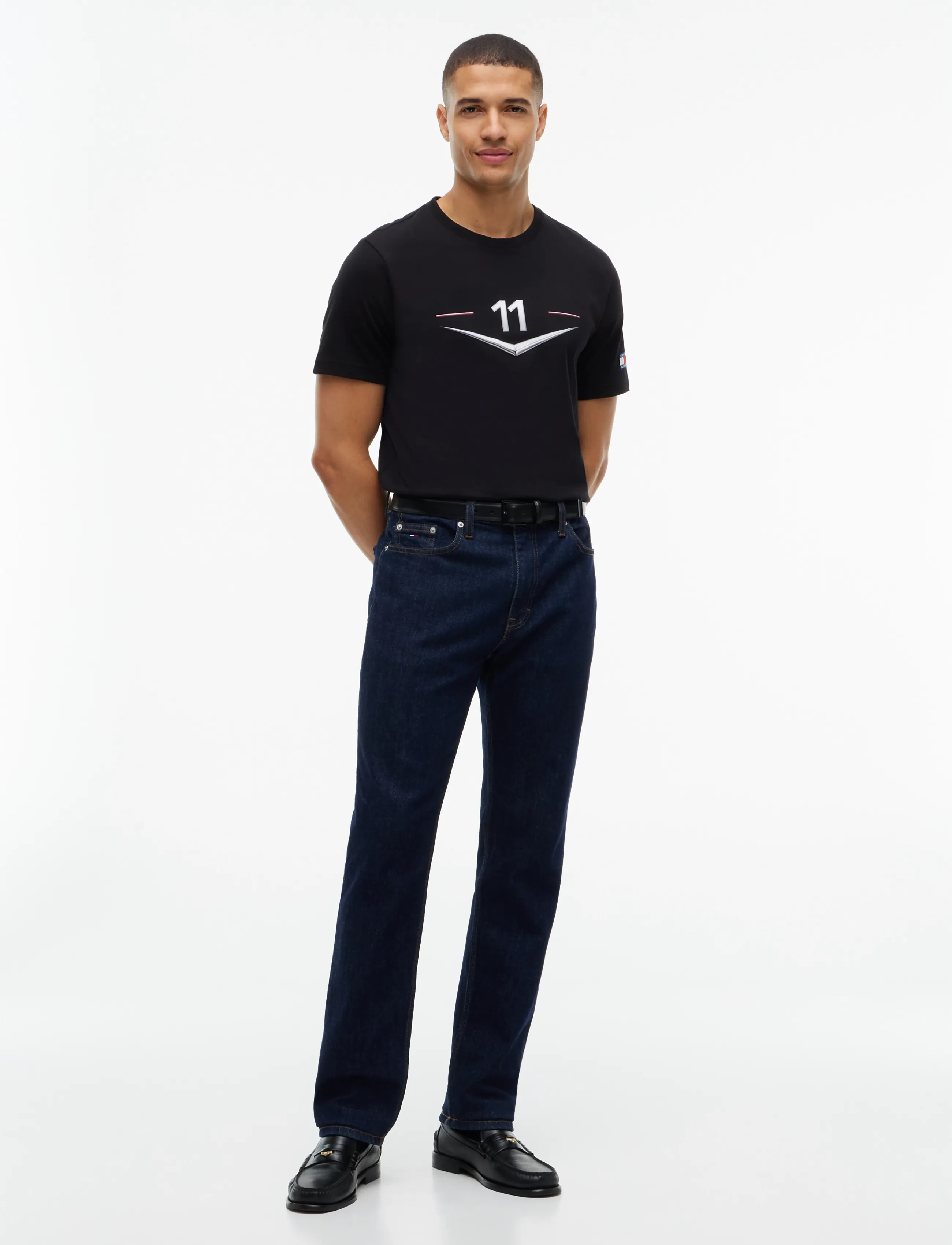 Tommy Hilfiger - TH X CF1 DRIVERS CHEVRON TEE - kortärmade t-shirts - black - 2
