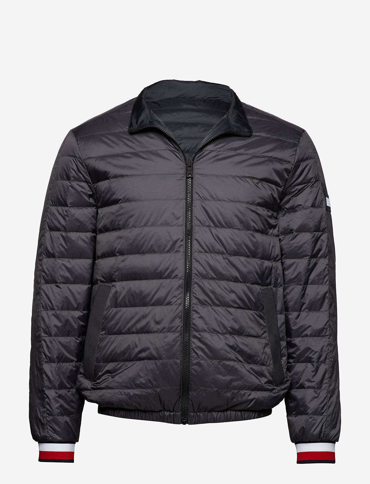REVERSIBLE NYLON DOWN JACKET - GRAY PINSTRIPE