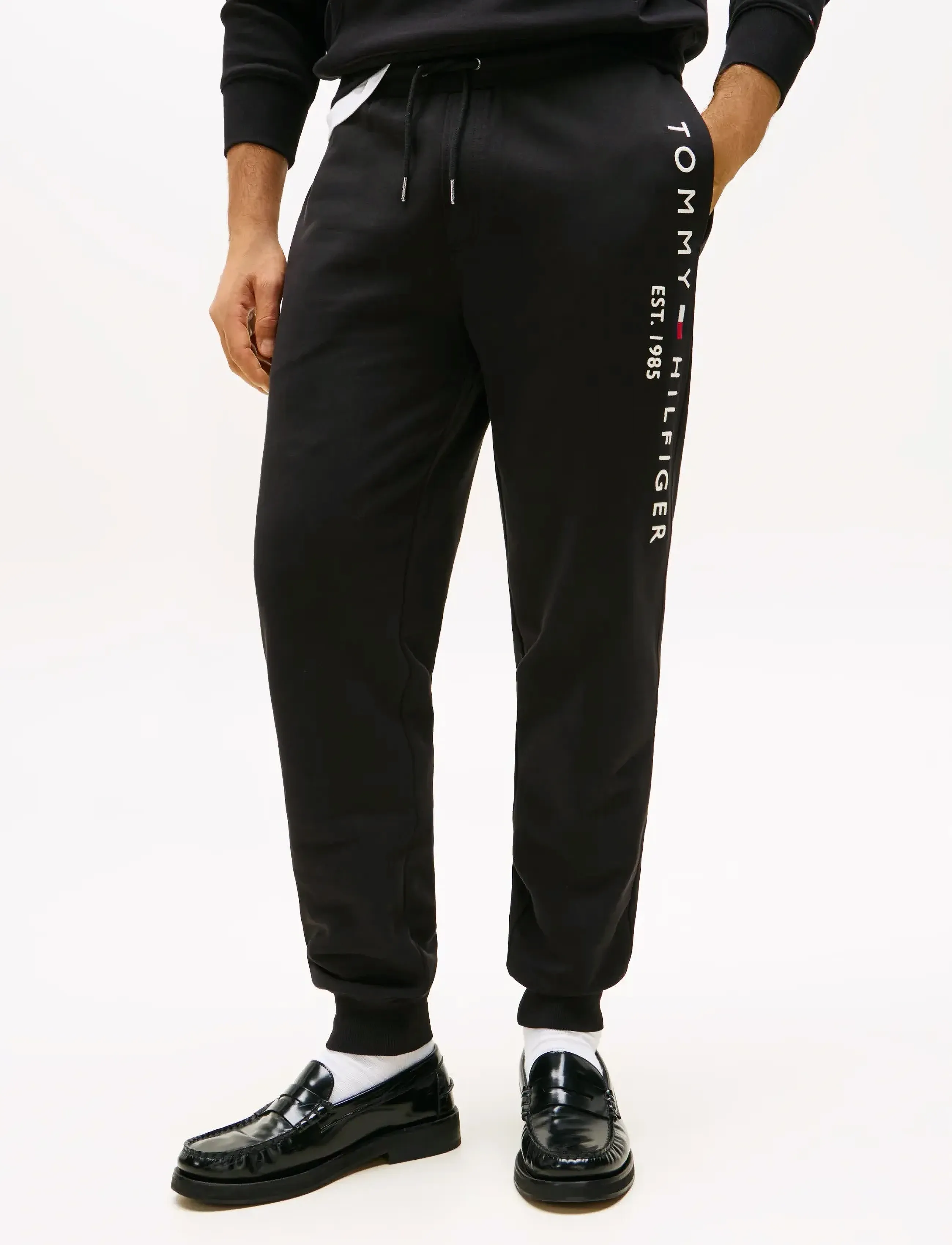 Tommy Hilfiger TOMMY LOGO SWEATPANTS - Sweatpants - BLACK / black