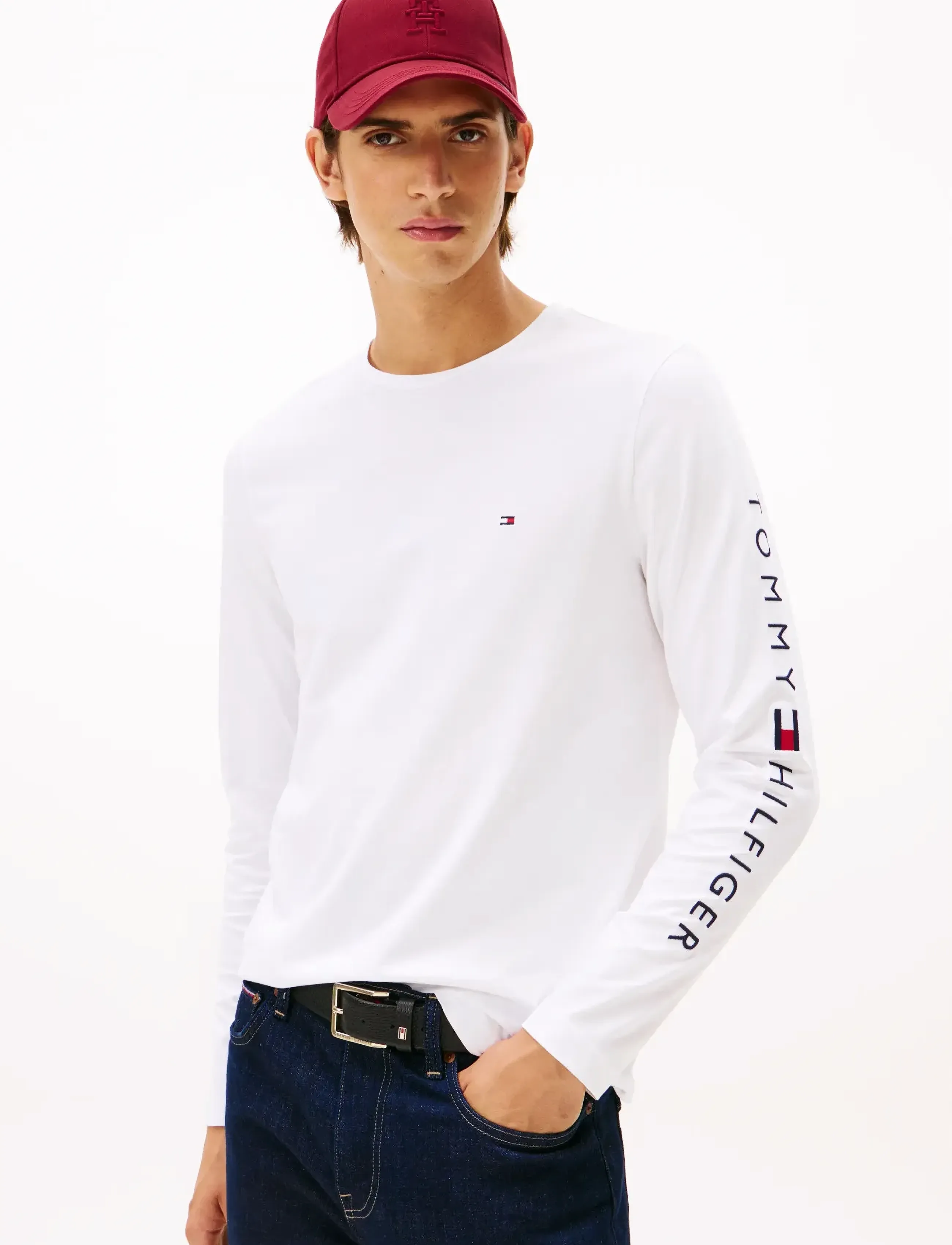 Tommy Hilfiger TOMMY LOGO LONG SLEEVE TEE - T-shirts - WHITE / white