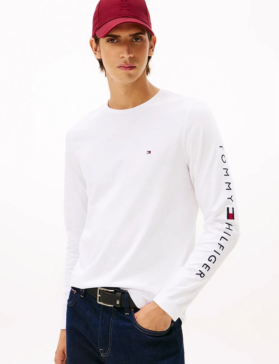 Tommy Hilfiger - TOMMY LOGO LONG SLEEVE TEE - langärmelige t-shirts - white - 0