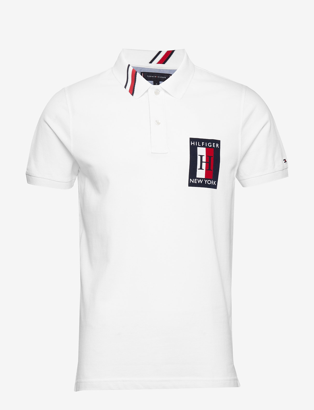 Tommy Hilfiger - GLOBAL STRIPED COLLAR SLIM POLO - bright white - 0