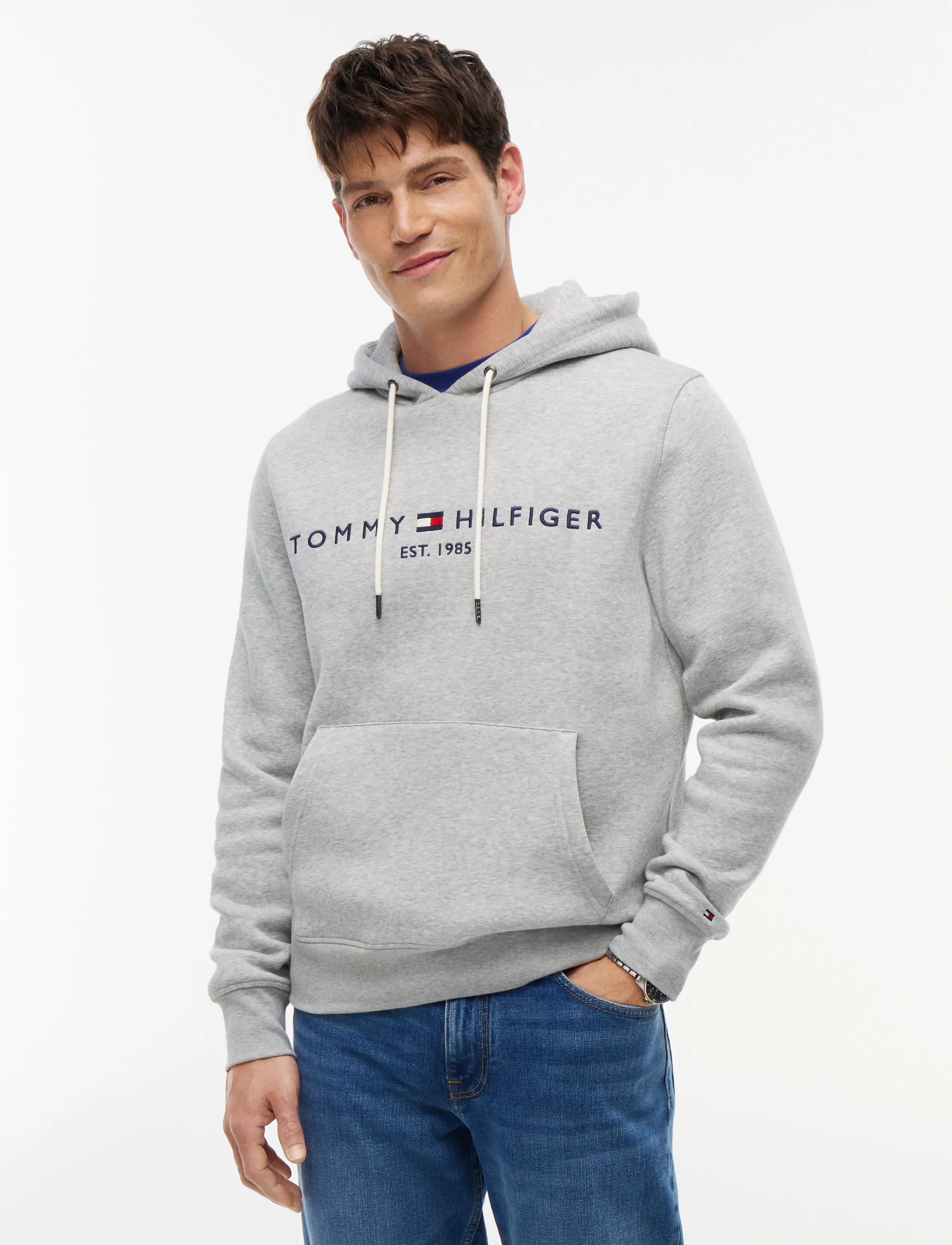 Tommy Hilfiger CORE TOMMY LOGO HOODY - Tommy Hilfiger - CLOUD HTR / grey