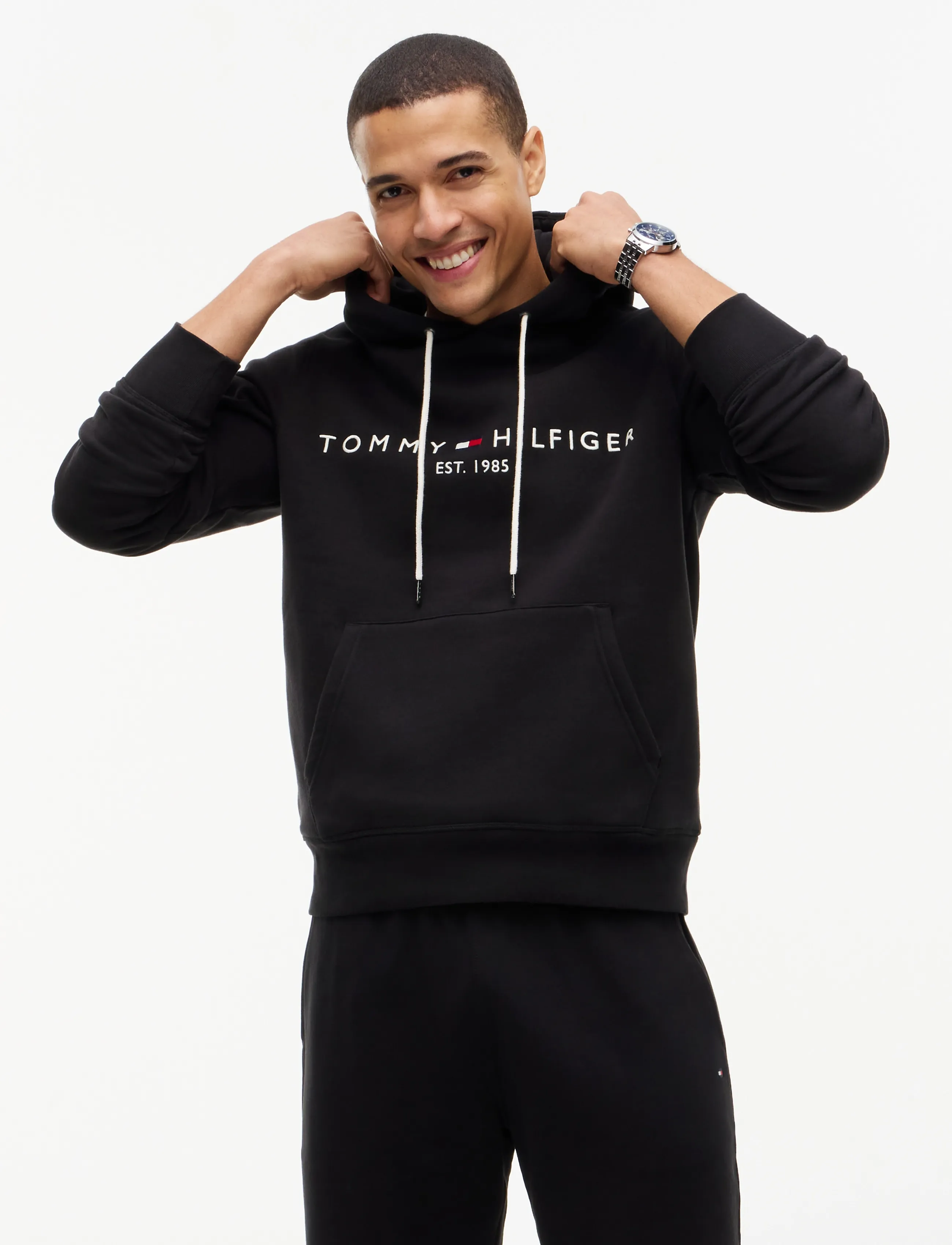 Tommy Hilfiger CORE TOMMY LOGO HOODY - Tommy Hilfiger - JET BLACK / black