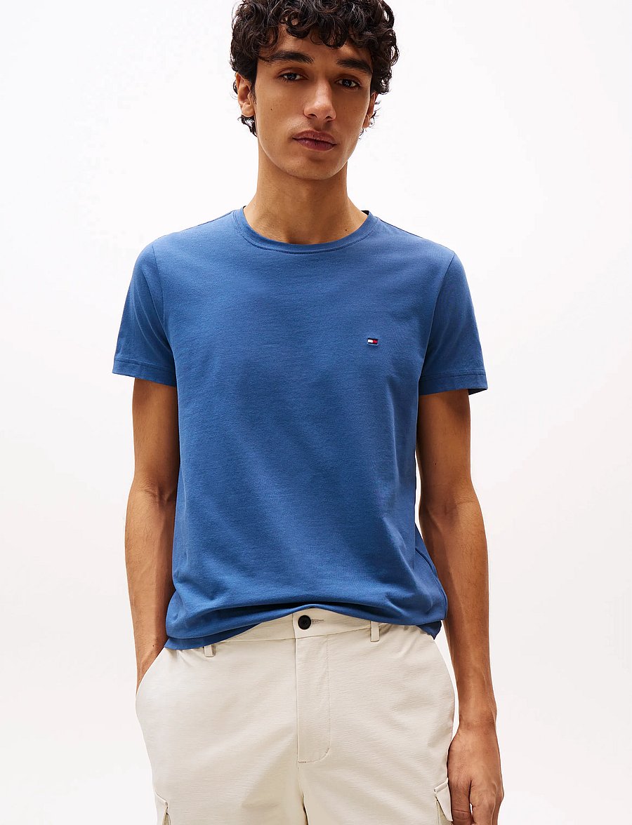 Tommy Hilfiger - STRETCH SLIM FIT T-SHIRT - kortærmede t-shirts - aegean sea - 0