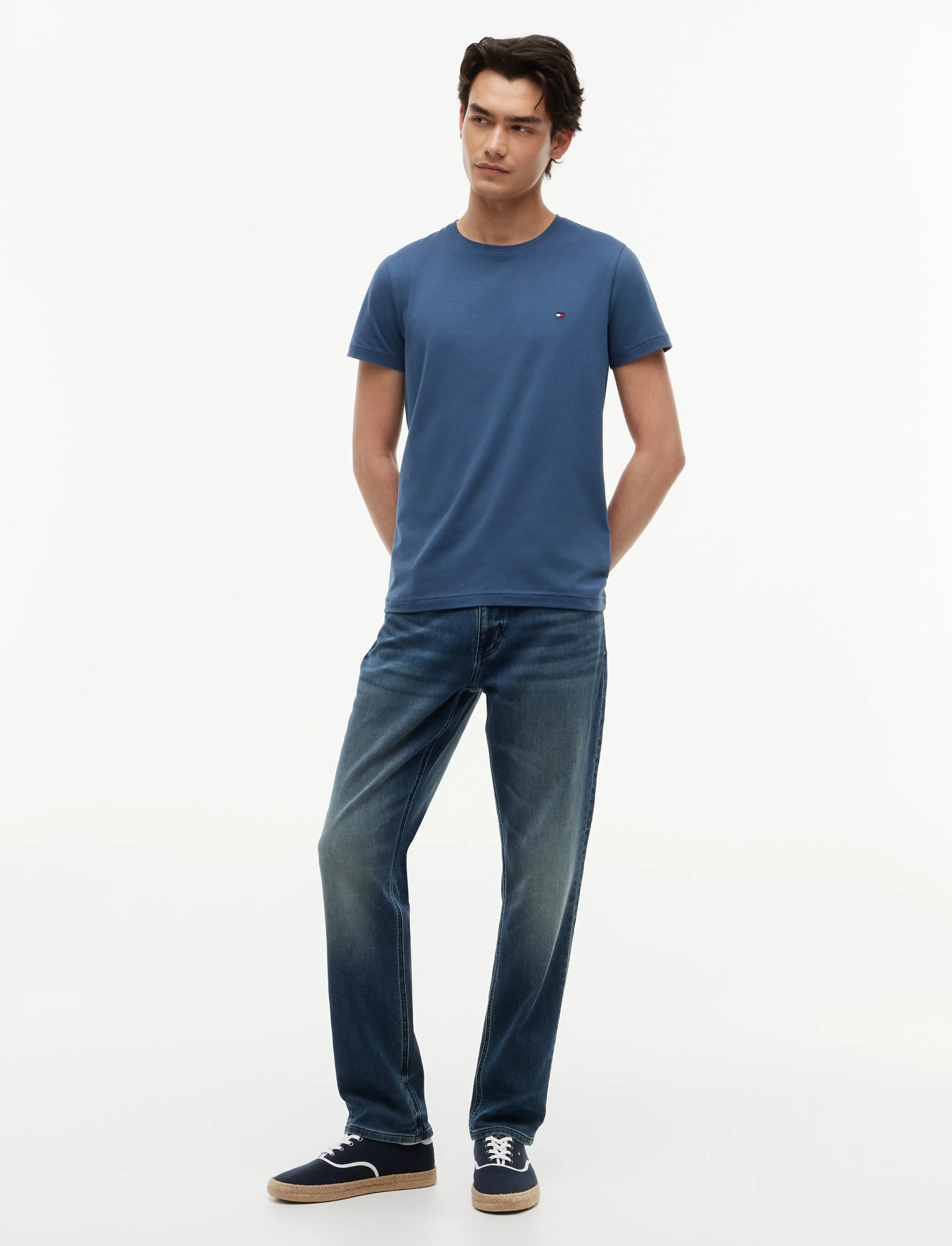 Tommy Hilfiger - STRETCH SLIM FIT TEE - basic t-shirts - aegean sea - 4