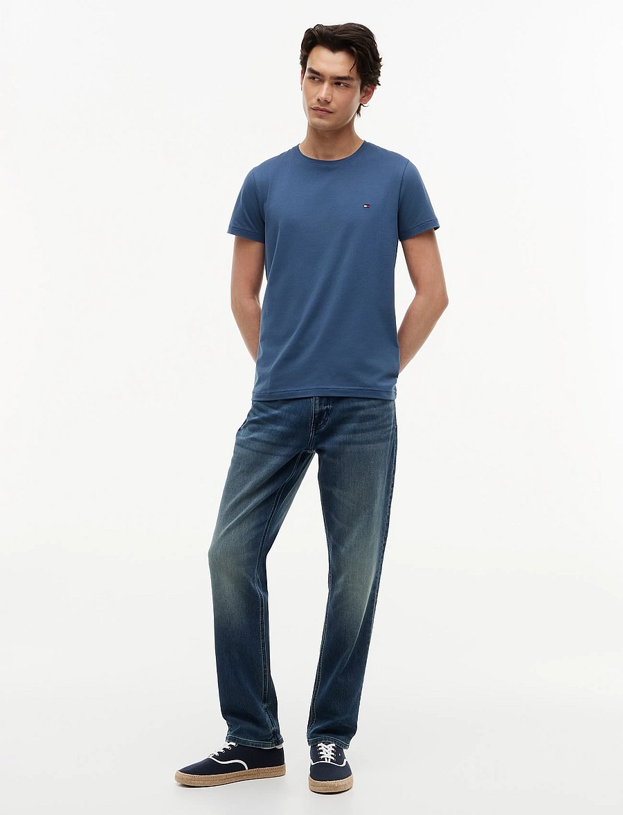 Tommy Hilfiger - STRETCH SLIM FIT T-SHIRT - kortærmede t-shirts - aegean sea - 4