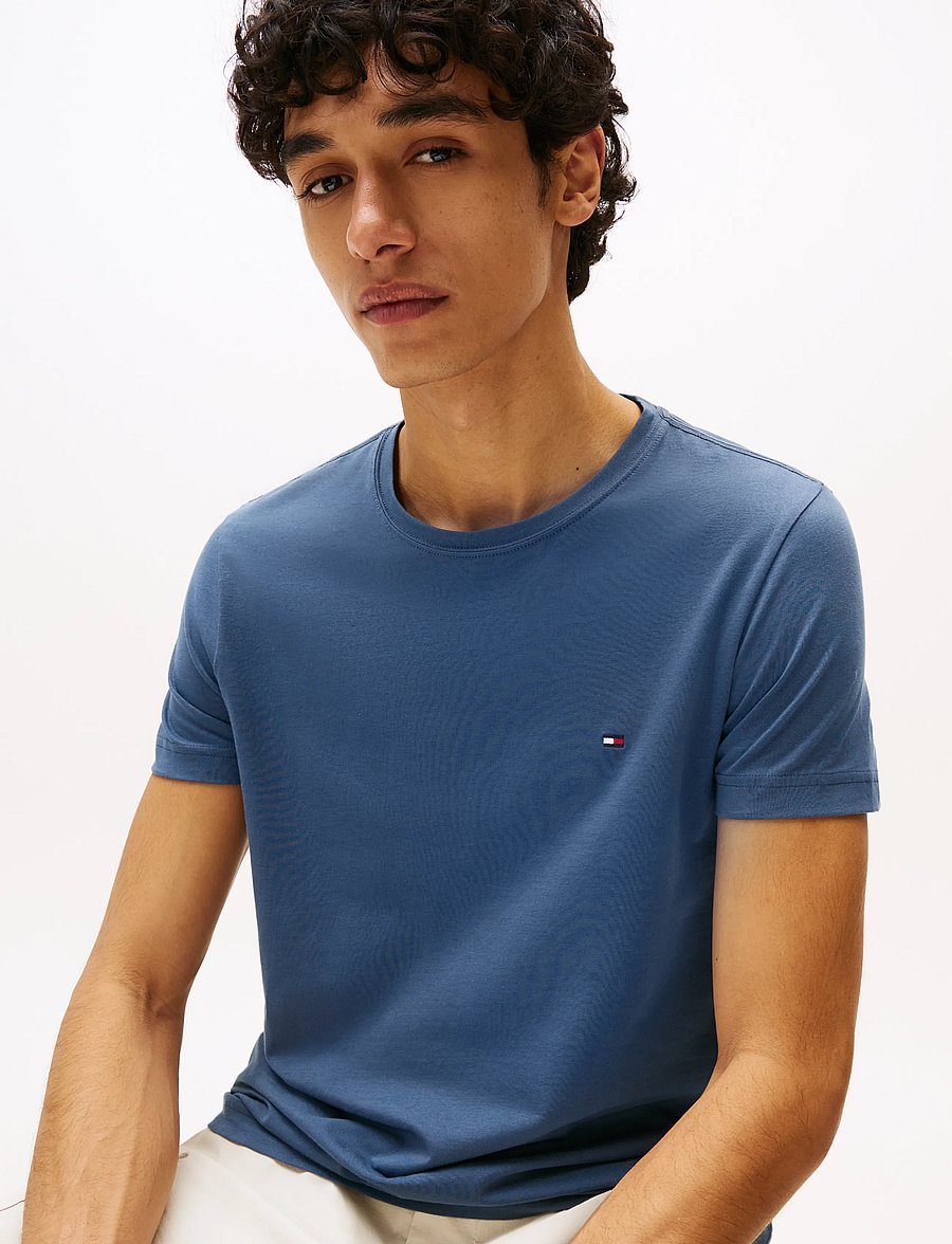 Tommy Hilfiger - STRETCH SLIM FIT T-SHIRT - kortærmede t-shirts - aegean sea - 5