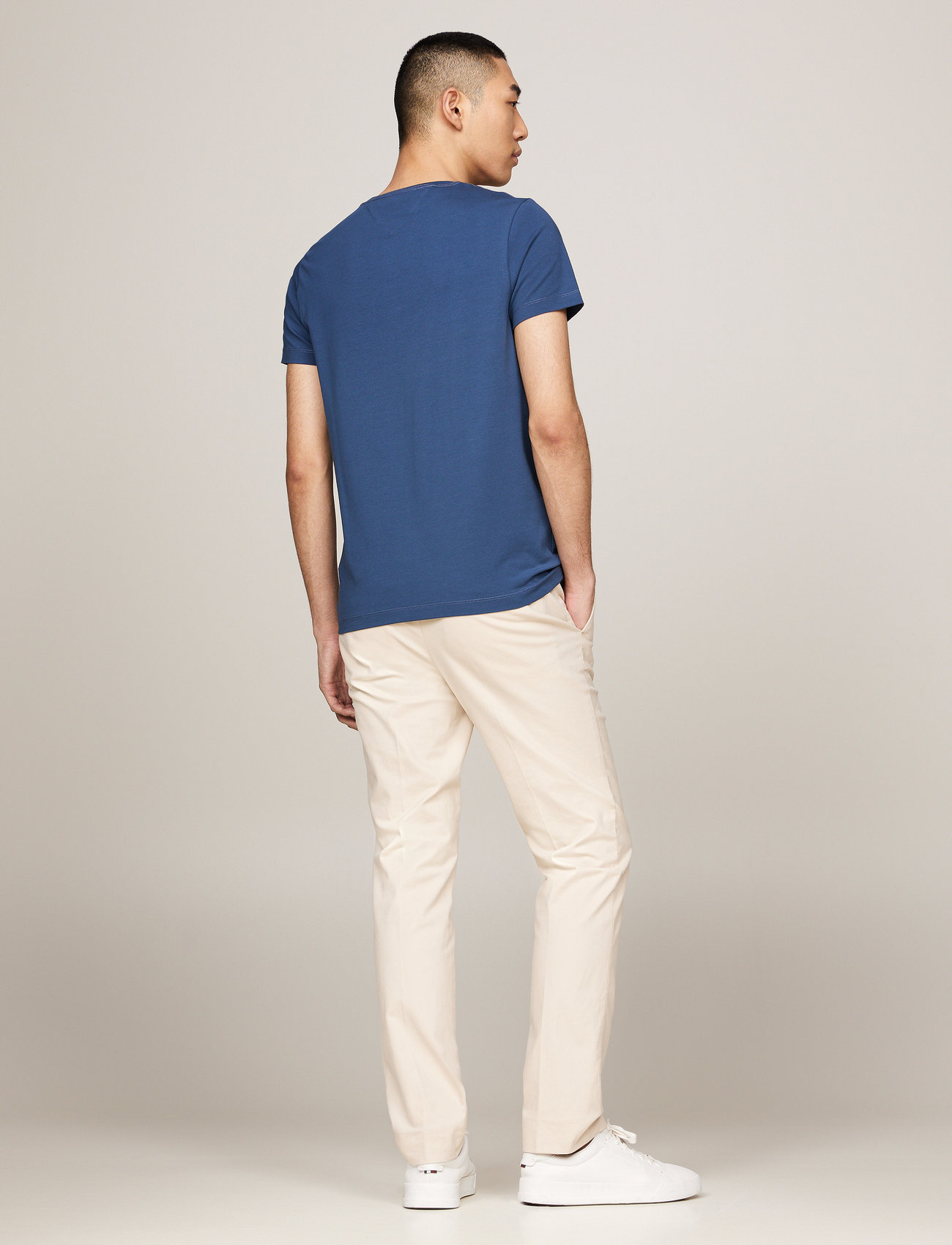 Tommy Hilfiger - STRETCH SLIM FIT TEE - höstkläder - aegean sea - 4