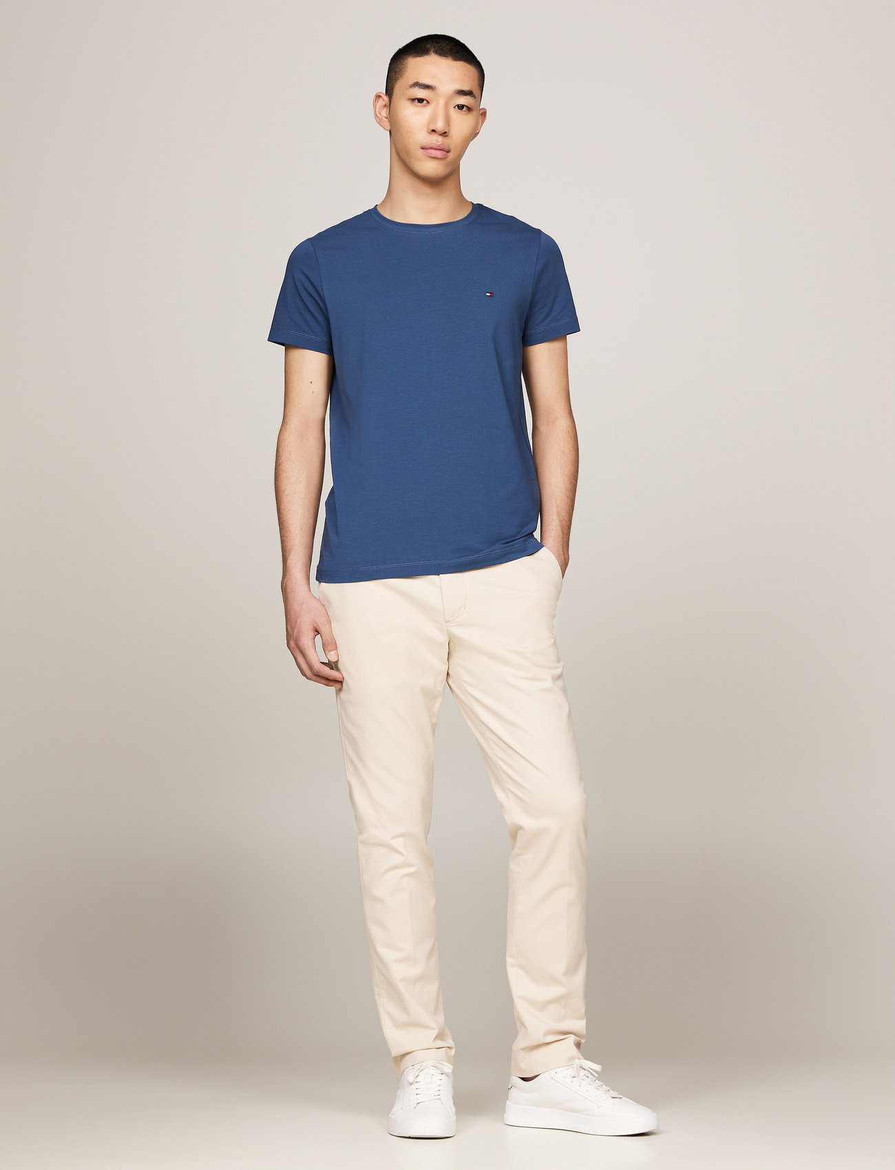 Tommy Hilfiger - STRETCH SLIM FIT TEE - höstkläder - aegean sea - 5
