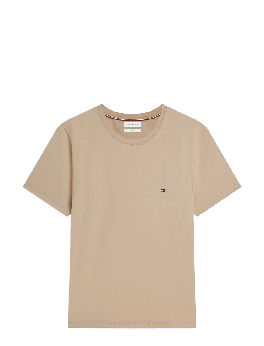 Tommy Hilfiger - STRETCH SLIM FIT TEE - kurzärmelige t-shirts - batique khaki - 1